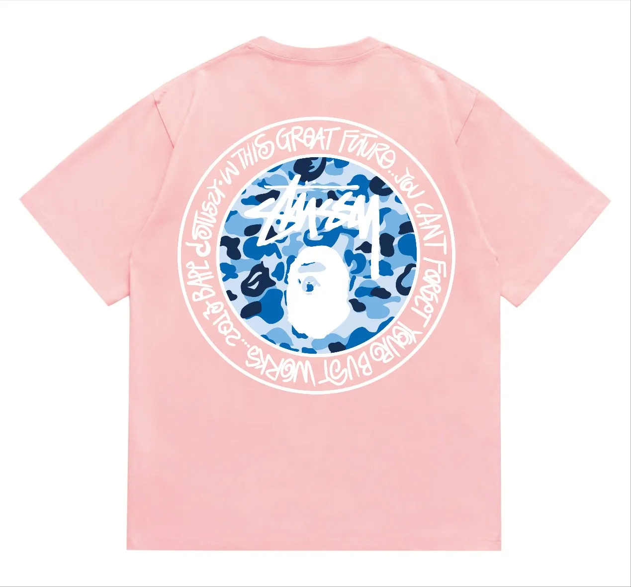SC218#p110💰 (Top version) BAPE×Stussy co-branded Stussy letter ape print T-shirt Made of 260 grams of high-quality high-weave cotton fabric, double yarn combed, soft and non-pilling, imported environmentally friendly printing glue, bright and three-dimensional pattern, quality 💥Same style for men and women, the upper body is fashionable Color: black and white print, gray and white print, pink and white print, red and white print, white and black print, gray and black print, red and black print Pink and black print Size: S M L XL XXL