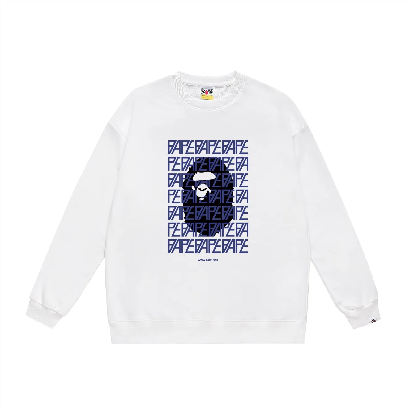 P150 model number SC480# terry 75 plus velvet 80 (top version) BAPE ape head monogram printed round neck sweatshirt Made of 350g large terry (drop shoulder large version) fabric, soft texture and no pilling Imported environmentally friendly printing glue The pattern is bright and three-dimensional Quality 💥Same style for men and women The upper body is trendy Color: black white gray Size: S M L XL XXL