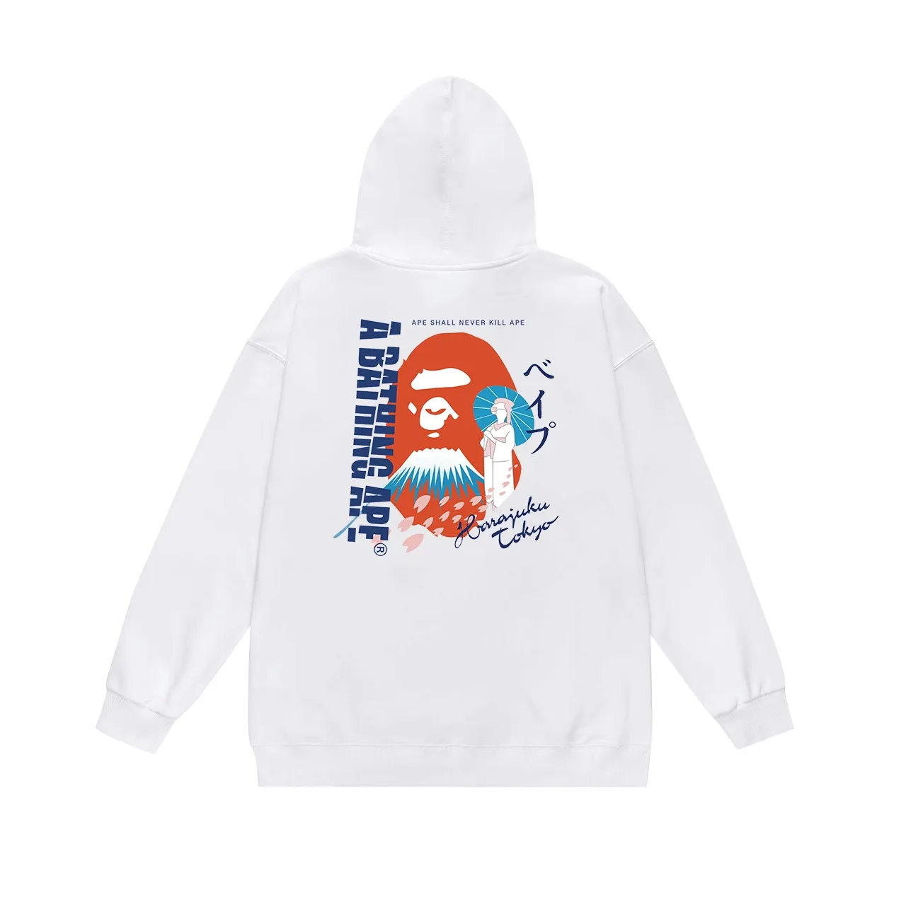 Model No. SC634#terry p160 plus velvet p180💰 (top version) BAPE Fuji Mountain Monkey Kimono women's double-sided printed hooded sweatshirt. Made of 380g large terry 430g silver fox velvet (drop shoulder large version) fabric. The texture is soft and non-pilling. Imported environmentally friendly printing glue. The pattern is bright and three-dimensional. Quality💥Same style for men and women. The upper body is trendy. Color: black white gray Size: S M L XL XXL