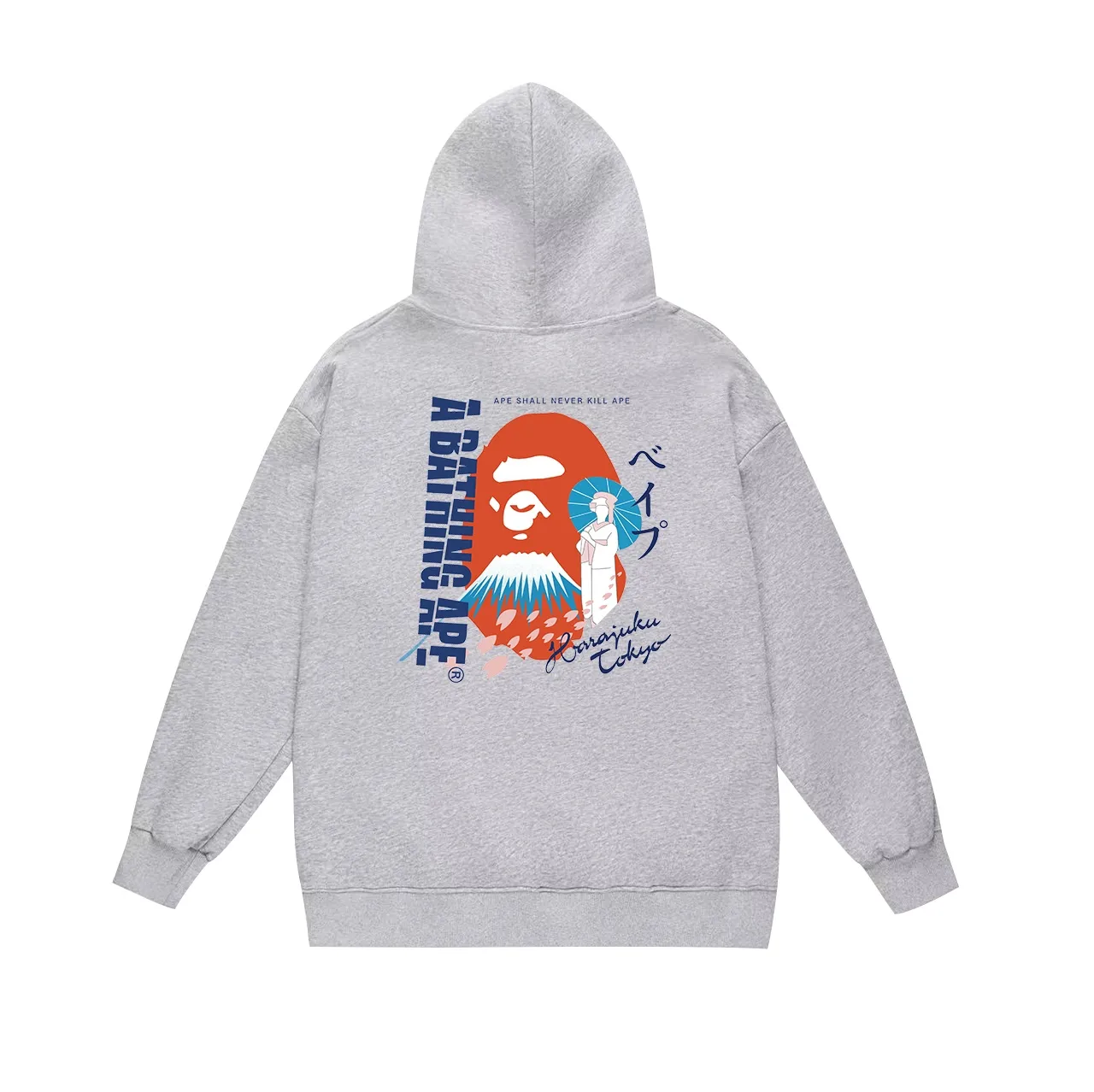 Model No. SC634#terry p160 plus velvet p180💰 (top version) BAPE Fuji Mountain Monkey Kimono women's double-sided printed hooded sweatshirt. Made of 380g large terry 430g silver fox velvet (drop shoulder large version) fabric. The texture is soft and non-pilling. Imported environmentally friendly printing glue. The pattern is bright and three-dimensional. Quality💥Same style for men and women. The upper body is trendy. Color: black white gray Size: S M L XL XXL