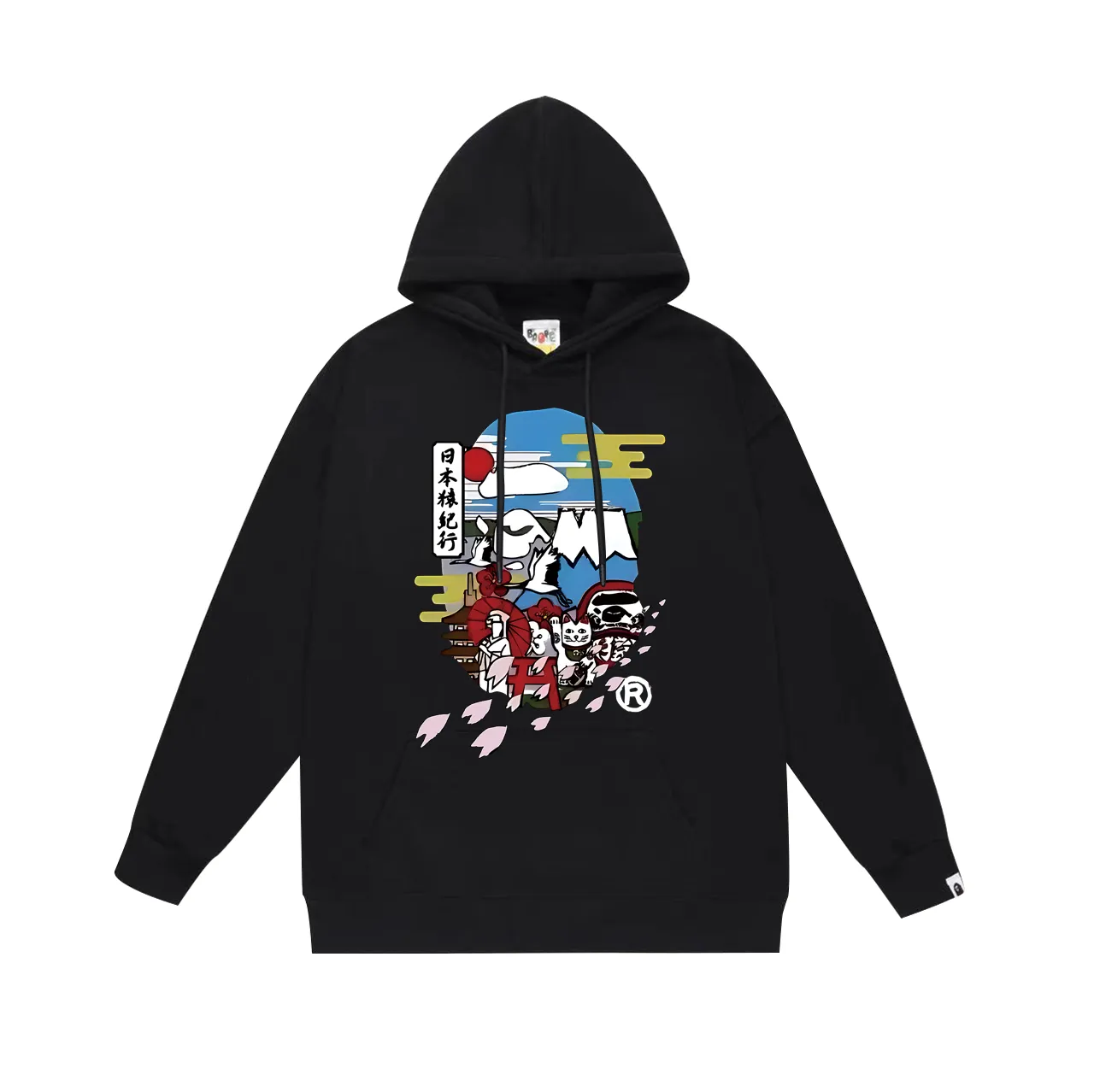 P160 model number SC765# terry 80 plus velvet 90 (top version) BAPE Japan Monkey Journey Monkey Money Cat Printed Hooded Sweater Made of 380g large terry (drop shoulder large version) fabric, soft and non-pilling, imported environmentally friendly printing glue, bright and three-dimensional pattern, quality 💥Same style for men and women. The upper body is trendy. Color: Black White Gray Size: S M L XL XXL