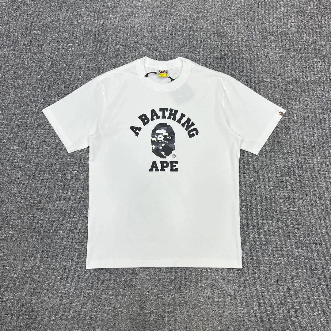 💰140 BAPE CITY CAMO COLLEGE TEE 24 new luminous camouflage letter small head printing 280g weight linen cotton fabric ZP version couple model: S-XXL [black gray white gray black black white black]