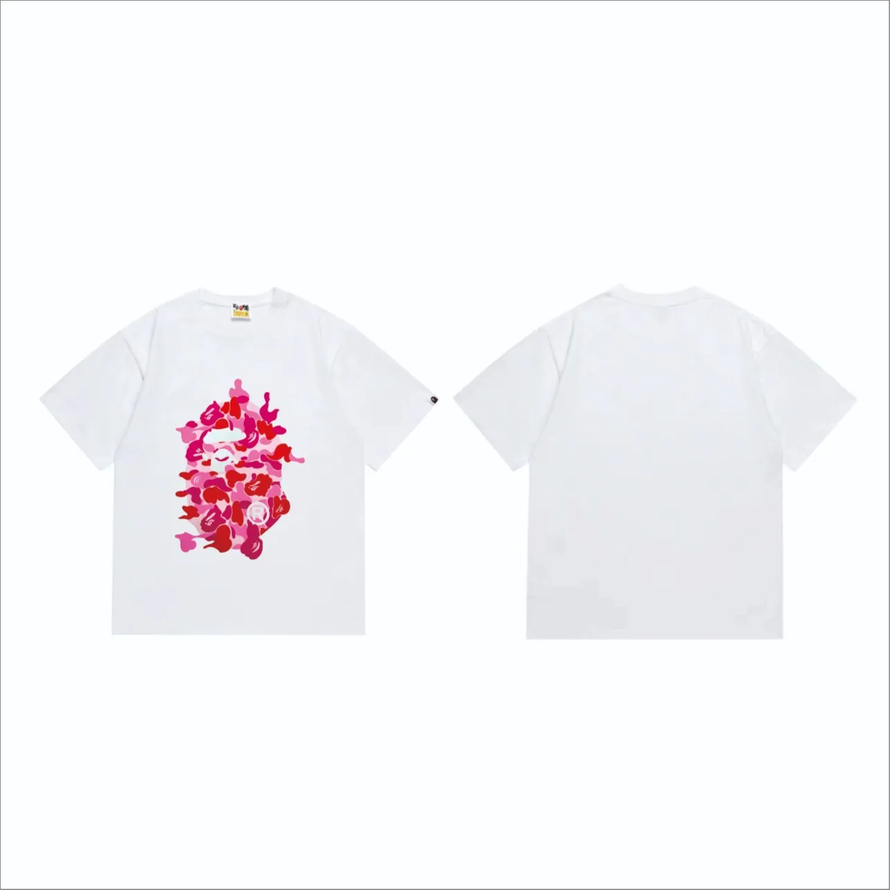 SC246#p110💰 (Top version) BAPE ABC CAMO REBUILD BIG APE HEAD TEE restructured ape-man big head printed short-sleeved T-shirt Made of 260 grams of high-quality high-weave pure cotton fabric, double yarn combed, soft texture without pilling, imported environmentally friendly printing glue, bright and three-dimensional pattern, quality 💥Same style for men and women. The upper body is trendy. Color: black pink, white powder, black blue, white blue, black green, white green Size: S M L XL XXL