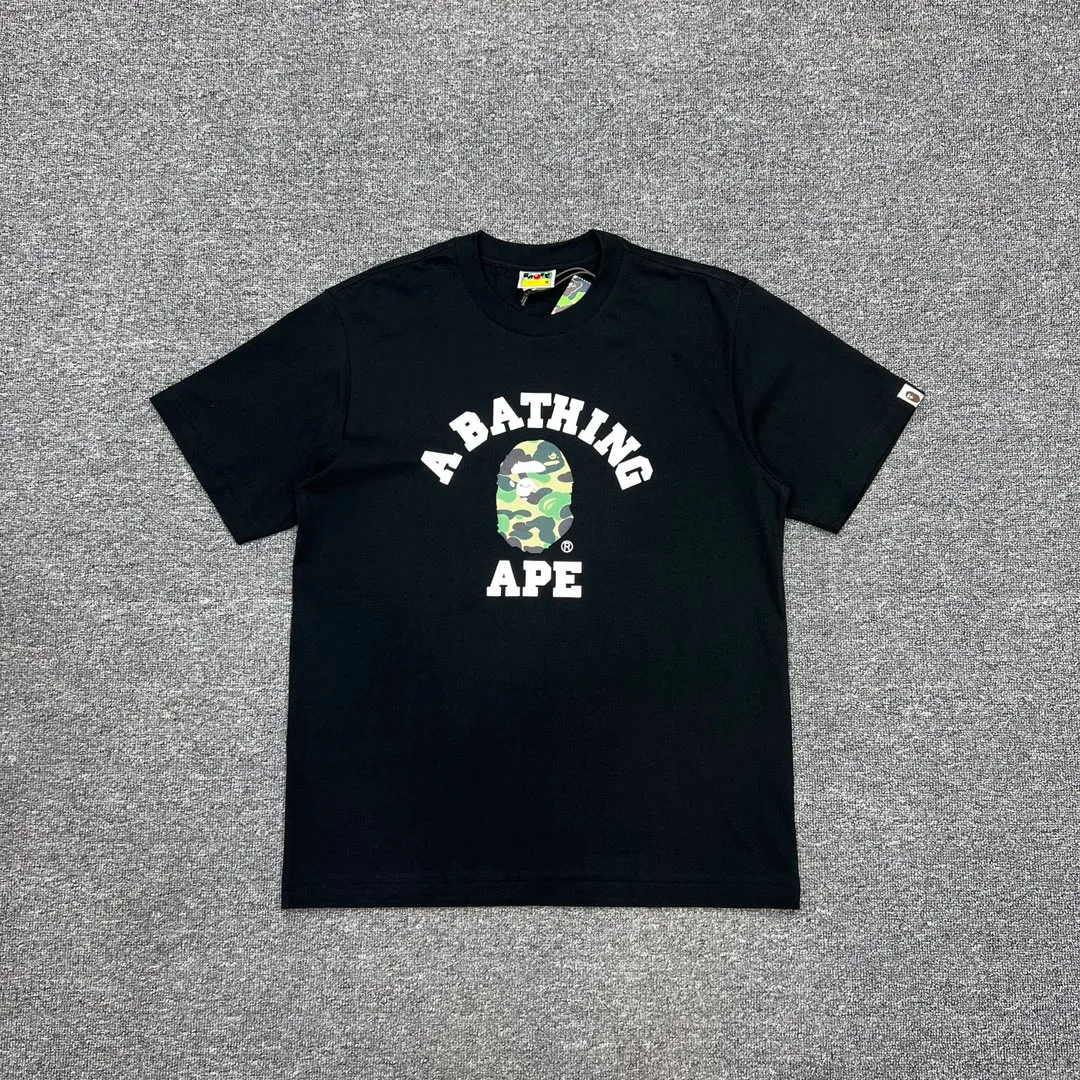 💰140 BAPE ABC camouflage ape head letter printing 280g weight linen cotton fabric ZP version Couple style: S-XXL [Black Green White Green Black Pink White Pink Black Blue White Blue]