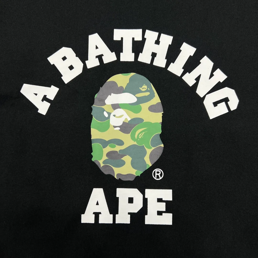 💰140 BAPE ABC camouflage ape head letter printing 280g weight linen cotton fabric ZP version Couple style: S-XXL [Black Green White Green Black Pink White Pink Black Blue White Blue]