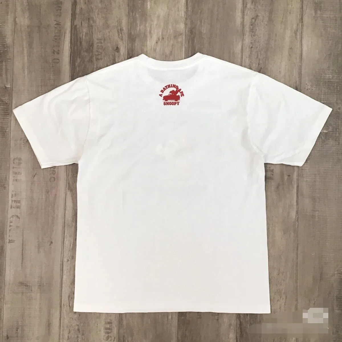 P110 001090 style | BAPE A BATHING APE × Snoopy ABC joint style printed short-sleeved T-shirt, same style for men and women, size smlxlxxl, white