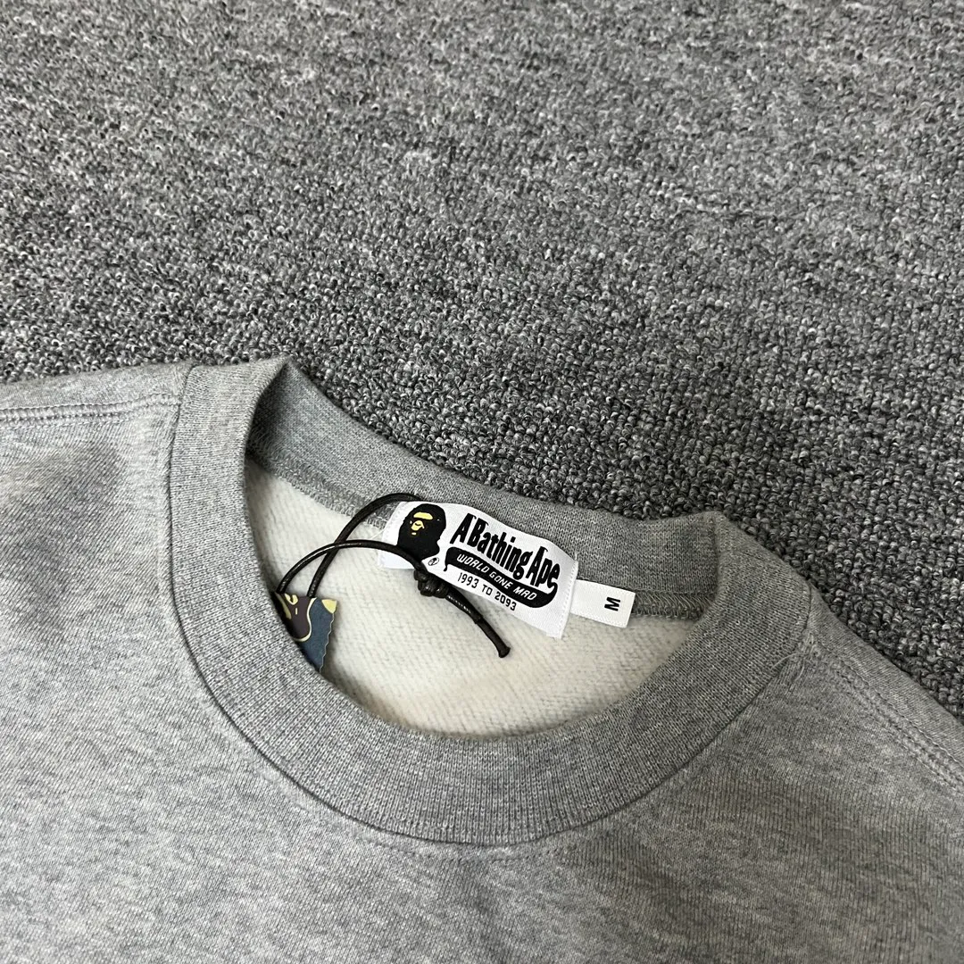 💰250 BAPE camouflage ape head letter print round neck sweatshirt Customized fabric high quality 420g pure cotton weight Couple model: S-XXL [black gray]