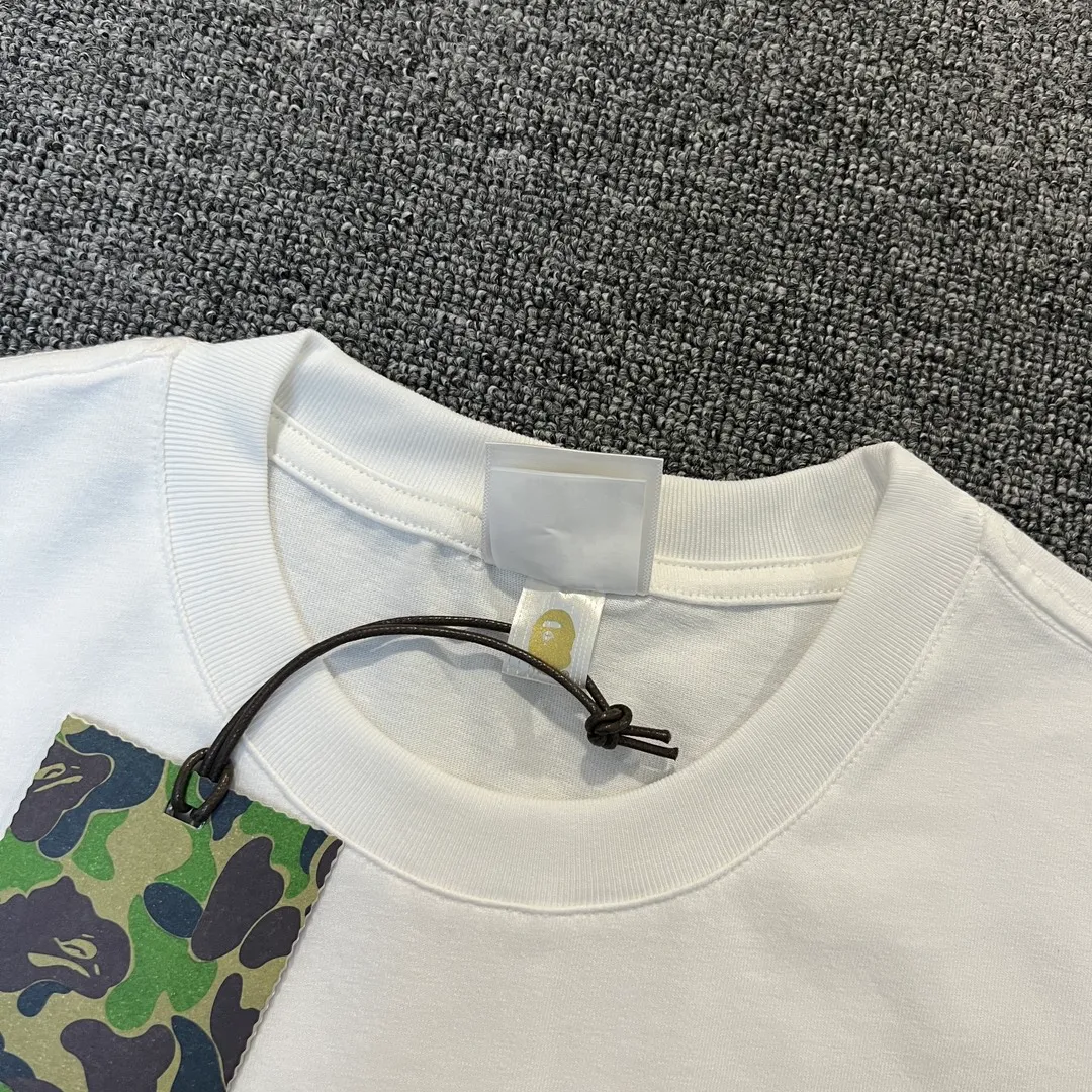 💰140 BAPE classic great ape print camouflage work ZP version 280g weight linen cotton fabric Couple style: S-XXL [black green white green black yellow white yellow]
