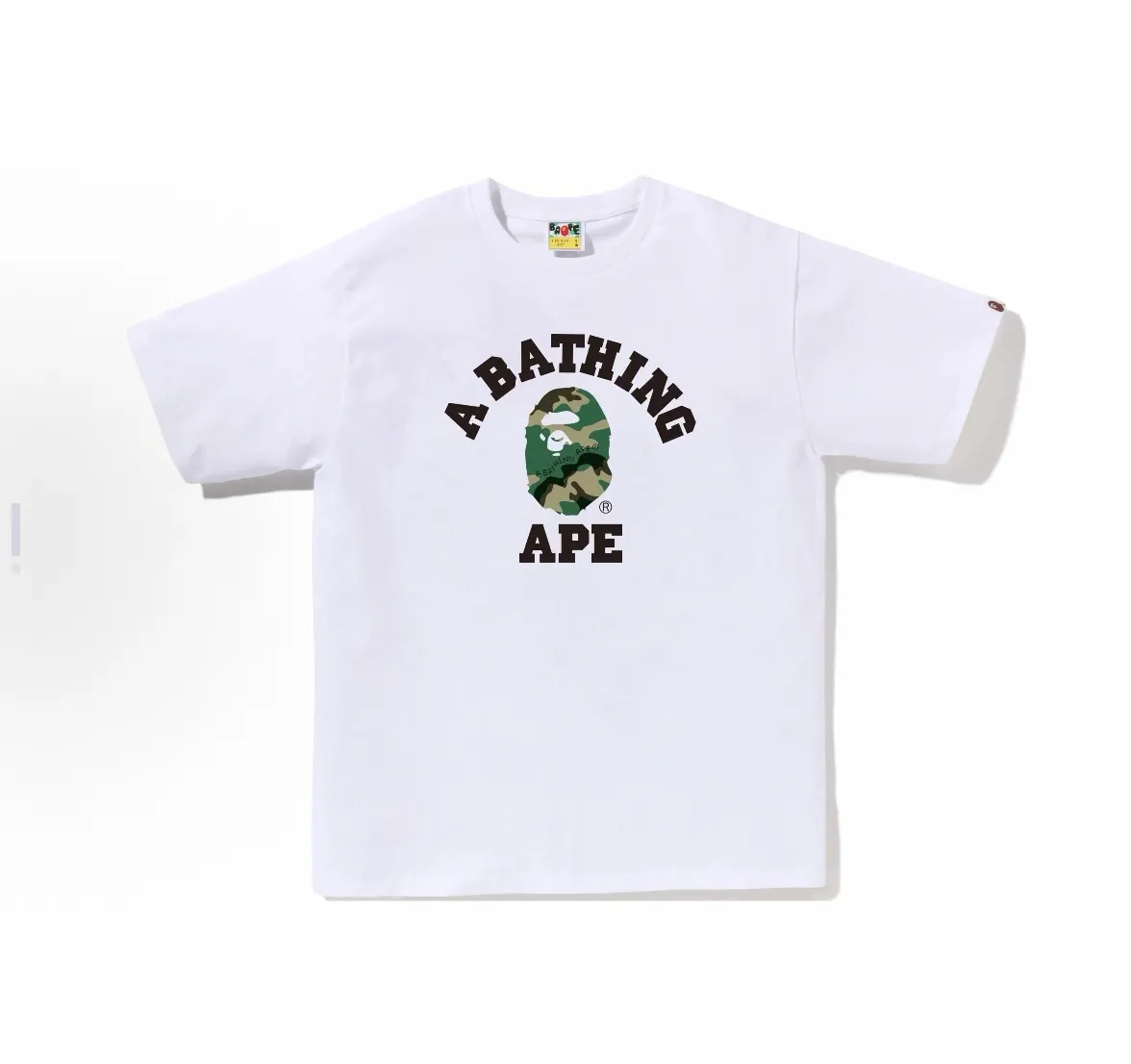 P110 001174 BAPE SS23 WOODLAND CAMO woodland camouflage series camouflage ape print short-sleeved T-shirt, same style for men and women, size smlxlxxl, black and white