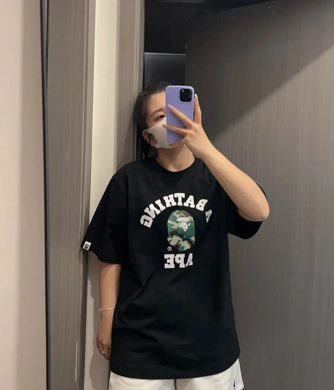 P110 001174 BAPE SS23 WOODLAND CAMO woodland camouflage series camouflage ape print short-sleeved T-shirt, same style for men and women, size smlxlxxl, black and white