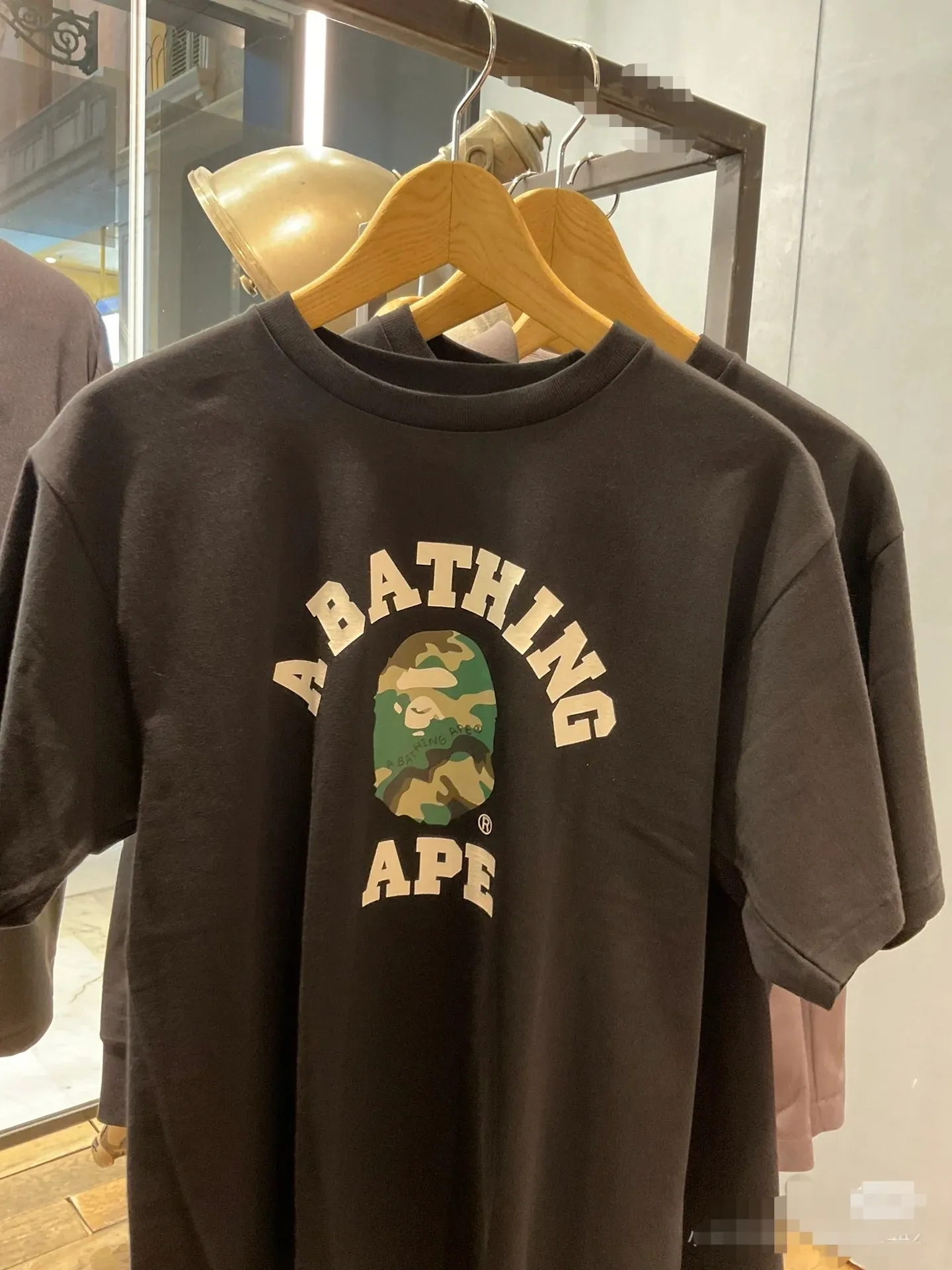 P110 001174 BAPE SS23 WOODLAND CAMO woodland camouflage series camouflage ape print short-sleeved T-shirt, same style for men and women, size smlxlxxl, black and white
