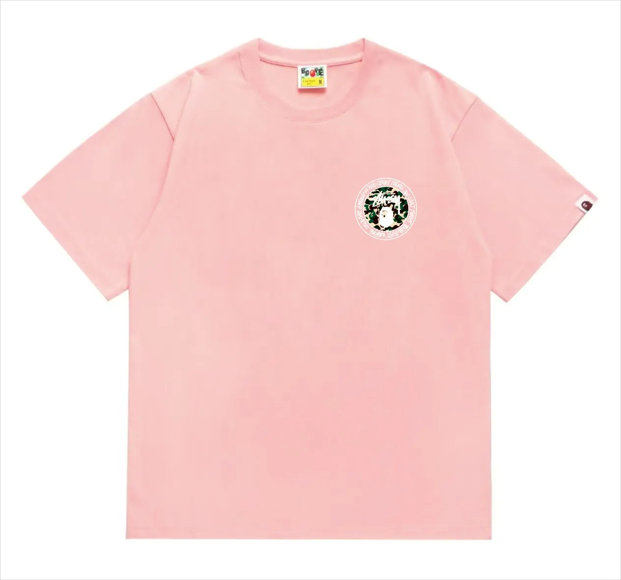 SC219#p110💰 (top version) BAPE×Stussy co-branded Stussy letter ape print T-shirt Made of 260 grams of high-quality high-weave pure cotton fabric, double yarn combed, soft texture without pilling, imported environmentally friendly printing glue, bright and three-dimensional pattern, quality 💥Same style for men and women, the upper body is fashionable Color: black and white print, gray and white print, pink and white print, red and white print, white and black print, gray and black print, red and black print Pink and black print Size: S M L XL XXL
