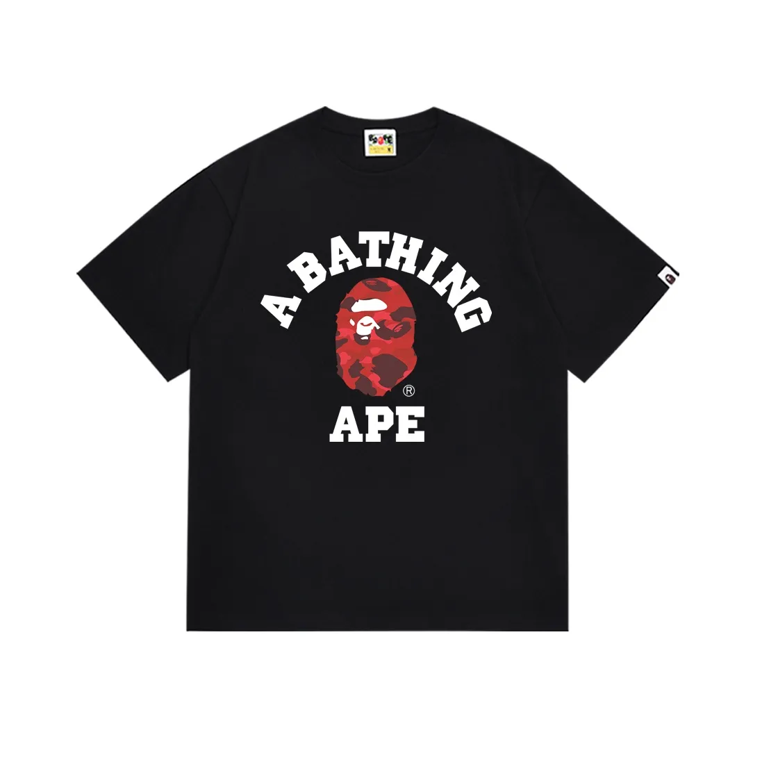 SC153#p110💰 (top version) BAPE classic monogram ape head pattern short-sleeved T-shirt. Made of 260 grams of high-quality high-weave pure cotton fabric. Double yarn combed. Soft texture and no pilling. Imported environmentally friendly printing glue. Bright and three-dimensional pattern. Quality. Same style for men and women. The upper body is trendy. Color: black white. Size: S M L XL XXL