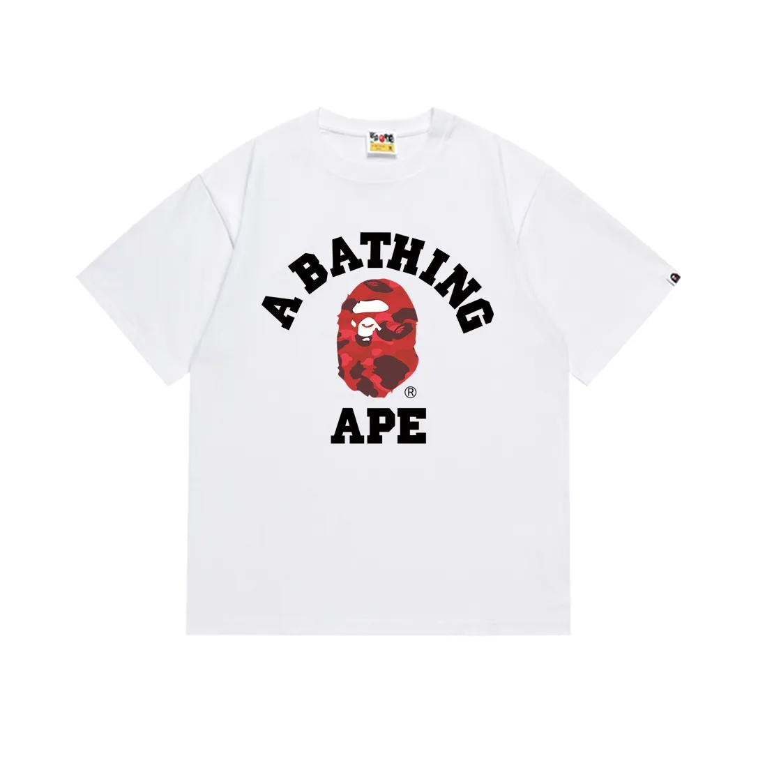 SC153#p110💰 (top version) BAPE classic monogram ape head pattern short-sleeved T-shirt. Made of 260 grams of high-quality high-weave pure cotton fabric. Double yarn combed. Soft texture and no pilling. Imported environmentally friendly printing glue. Bright and three-dimensional pattern. Quality. Same style for men and women. The upper body is trendy. Color: black white. Size: S M L XL XXL