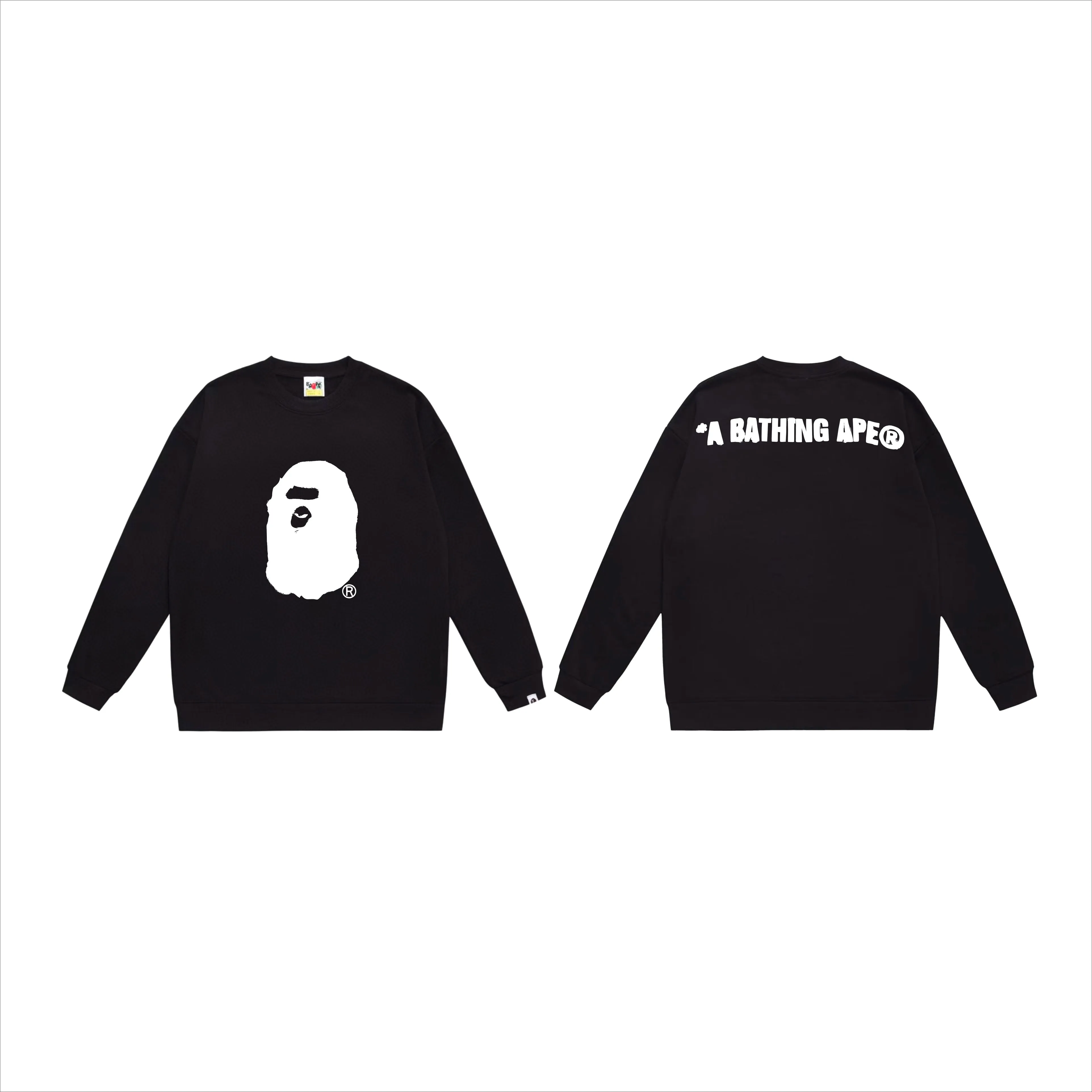 P170 model number SC568# terry 80 plus velvet 85 (top version) BAPE SS24 inkjet feeling ape head letter printed round neck sweatshirt Made of 350g large terry (drop shoulder large version) fabric, soft texture and no pilling Imported environmentally friendly printing glue The pattern is bright and three-dimensional Quality 💥Same style for men and women The upper body is fashionable Color: black white gray Size: S M L XL XXL