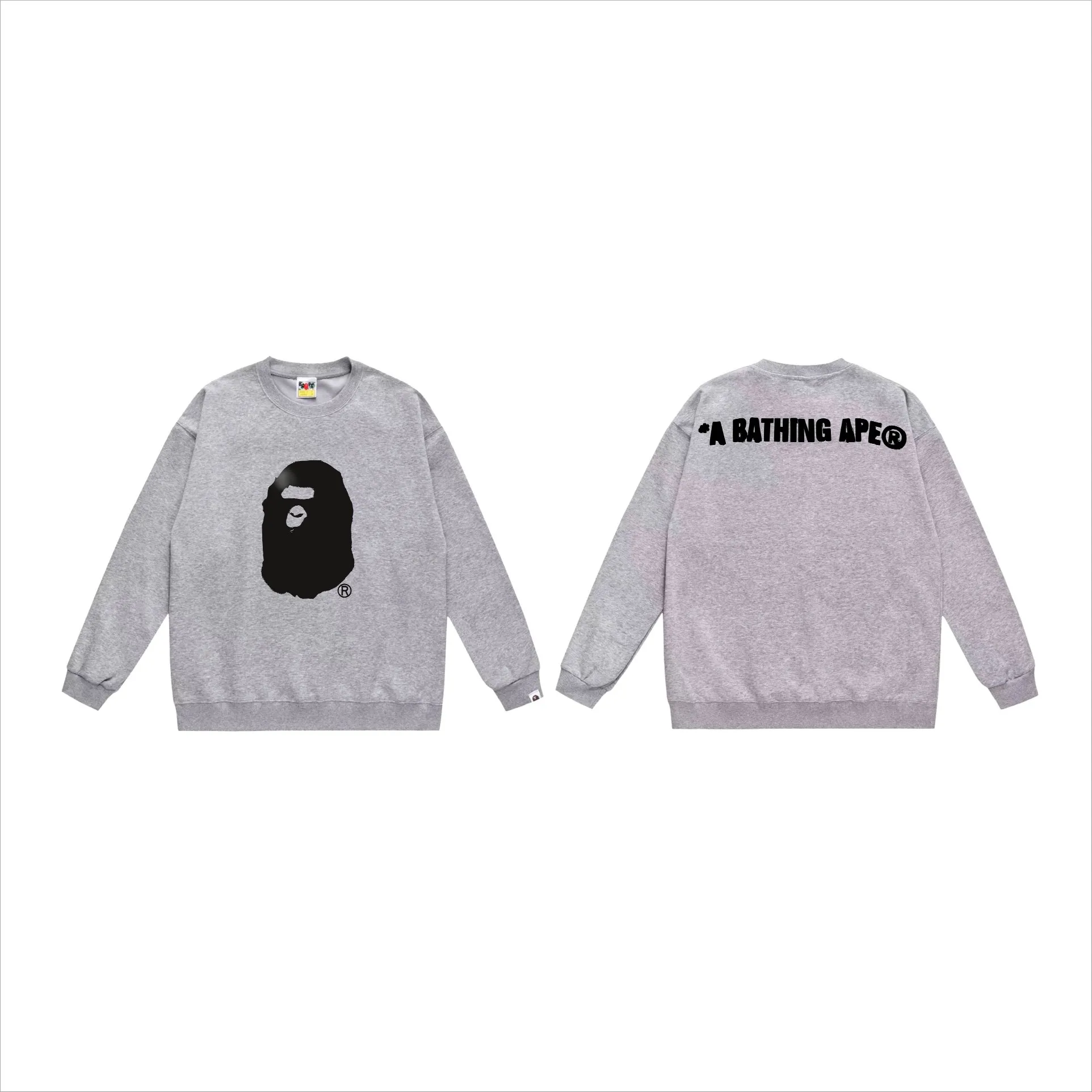 P170 model number SC568# terry 80 plus velvet 85 (top version) BAPE SS24 inkjet feeling ape head letter printed round neck sweatshirt Made of 350g large terry (drop shoulder large version) fabric, soft texture and no pilling Imported environmentally friendly printing glue The pattern is bright and three-dimensional Quality 💥Same style for men and women The upper body is fashionable Color: black white gray Size: S M L XL XXL