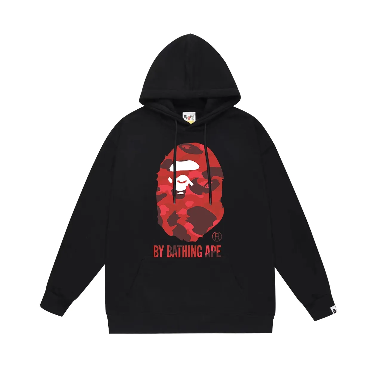 Model number SC645#terry p160 plus velvet p180💰 (top version) BAPE camouflage great ape letter print hooded sweatshirt Made of 380g large terry 430g silver fox velvet (drop shoulder large version) fabric, soft texture and no pilling Imported environmentally friendly printing glue The pattern is bright and three-dimensional Quality💥Same style for men and women The upper body is trendy Color: black red white red gray red Size: S M L XL XXL