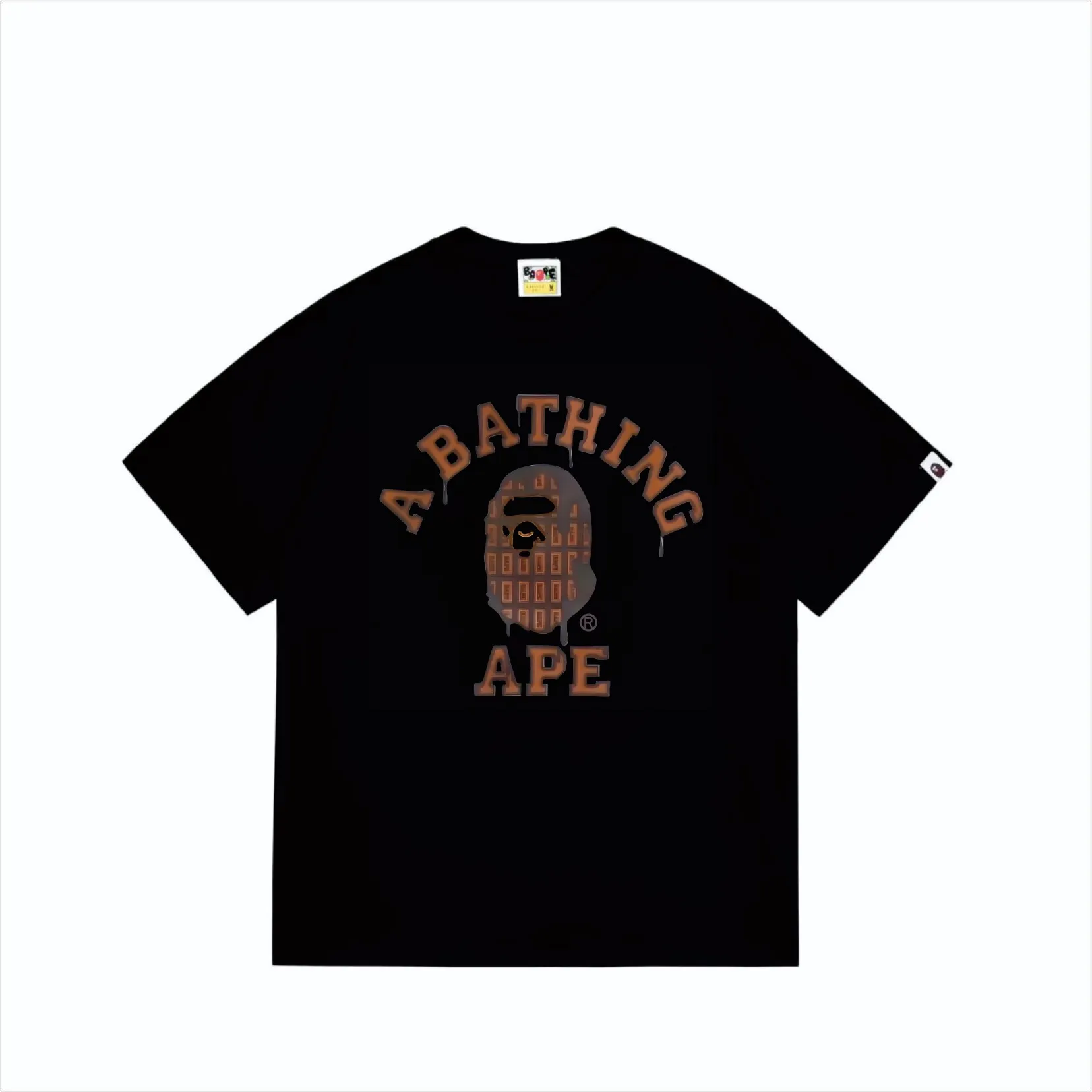 SC267#p110💰 (Top version) BAPE chocolate ape head pattern round neck short-sleeved T-shirt Made of 260 grams of high-quality high-weave pure cotton fabric, double yarn combed, soft texture and no pilling Imported environmentally friendly printing glue, bright and three-dimensional pattern, quality 💥Same style for men and women, the upper body is fashionable Color: black white Size: S M L XL XXL