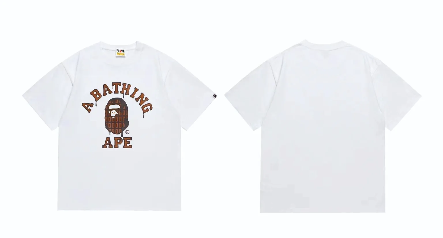 SC267#p110💰 (Top version) BAPE chocolate ape head pattern round neck short-sleeved T-shirt Made of 260 grams of high-quality high-weave pure cotton fabric, double yarn combed, soft texture and no pilling Imported environmentally friendly printing glue, bright and three-dimensional pattern, quality 💥Same style for men and women, the upper body is fashionable Color: black white Size: S M L XL XXL