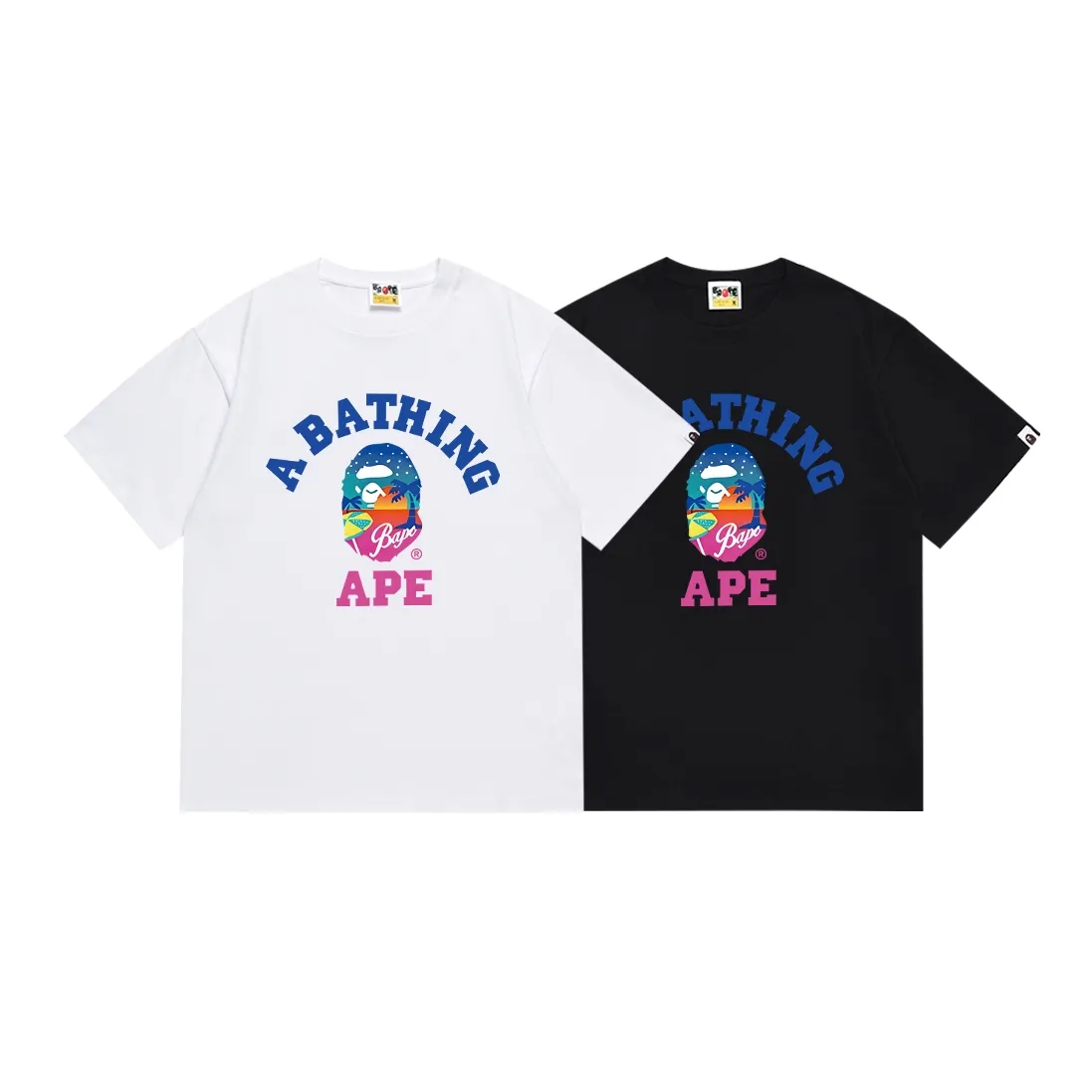 SC125#p110💰 (top version) BAPE ape head letter printed short-sleeved T-shirt Made of 260 grams of high-quality high-weave pure cotton fabric, double yarn combed, soft texture and no pilling Imported environmentally friendly printing glue, bright and three-dimensional pattern, quality 💥Same style for men and women, the upper body is fashionable Color: black white Size: S M L XL XXL