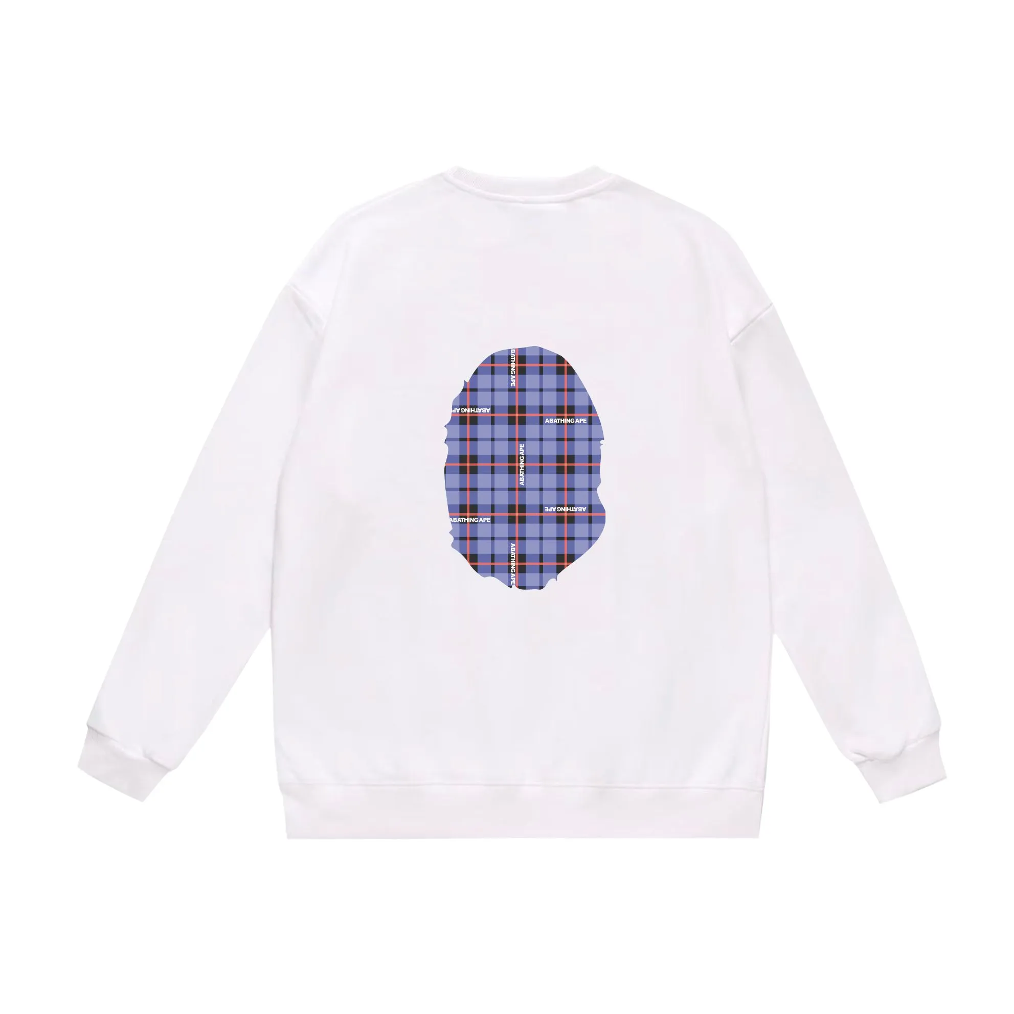 P150 model number SC525# terry 75 plus velvet 80 (top version) BAPE ape head plaid pattern printed round neck sweatshirt Made of 350g large terry (drop shoulder large version) fabric, soft and non-pilling, imported environmentally friendly printing glue, bright and three-dimensional pattern, quality 💥Same style for men and women, the upper body is fashionable Color: black white gray Size: S M L XL XXL