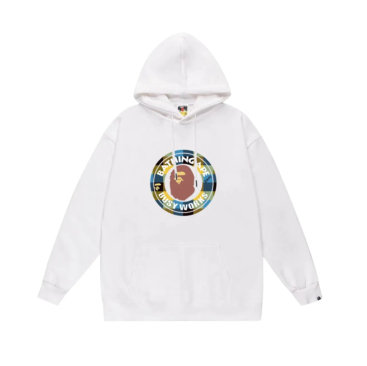 Model No. SC672#terry p160 plus velvet p180💰 (top version) BAPE ape man head medallion letter printed hooded sweatshirt. Made of 380g large terry 430g silver fox velvet (drop shoulder large version) fabric. The texture is soft and non-pilling. Imported environmentally friendly printing glue. The pattern is bright and three-dimensional. Quality💥Same style for men and women. The upper body is trendy. Color: black and red, white and red, gray and red, black and blue, white and blue. Gray blue Size: S M L XL XXL