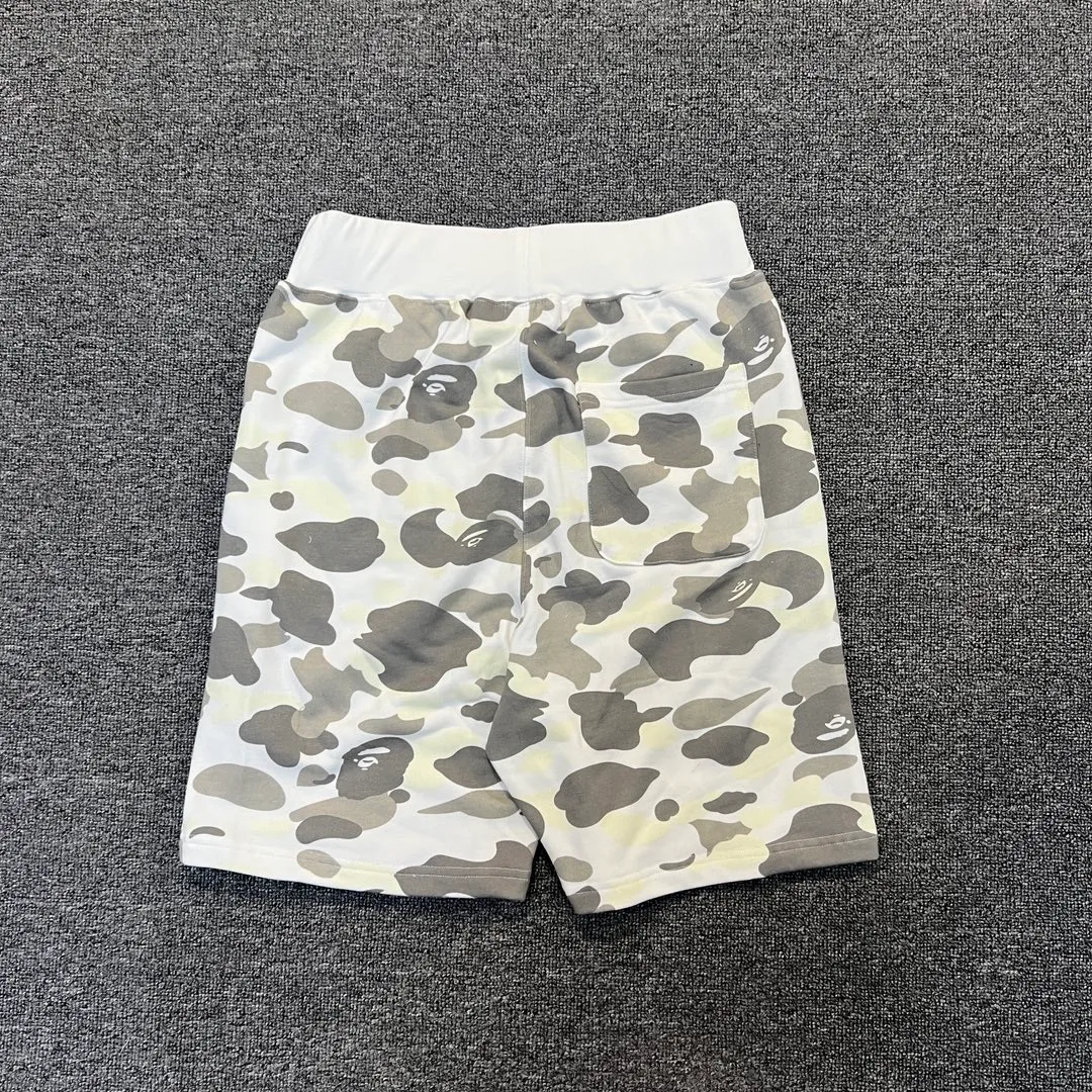 💰200 BAPE luminous camouflage shark print shorts 340g pure cotton custom fabric ZP version Couple style: M-XXL [grey white]