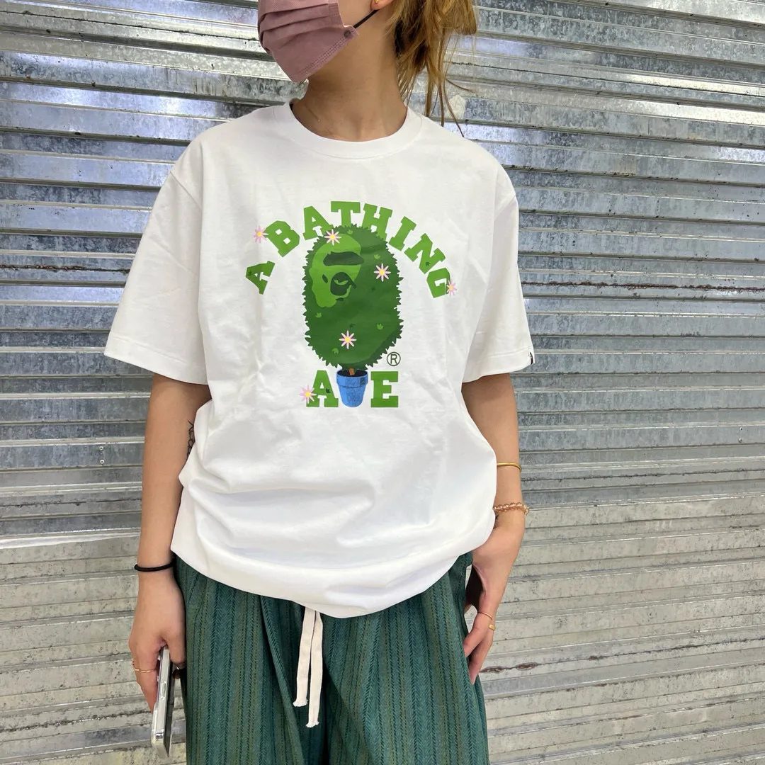 💰140 Bape Potted Flower Print Limited Edition Linen Cotton 280g Customized Fabric Couple Style: S—XXL [Black White]