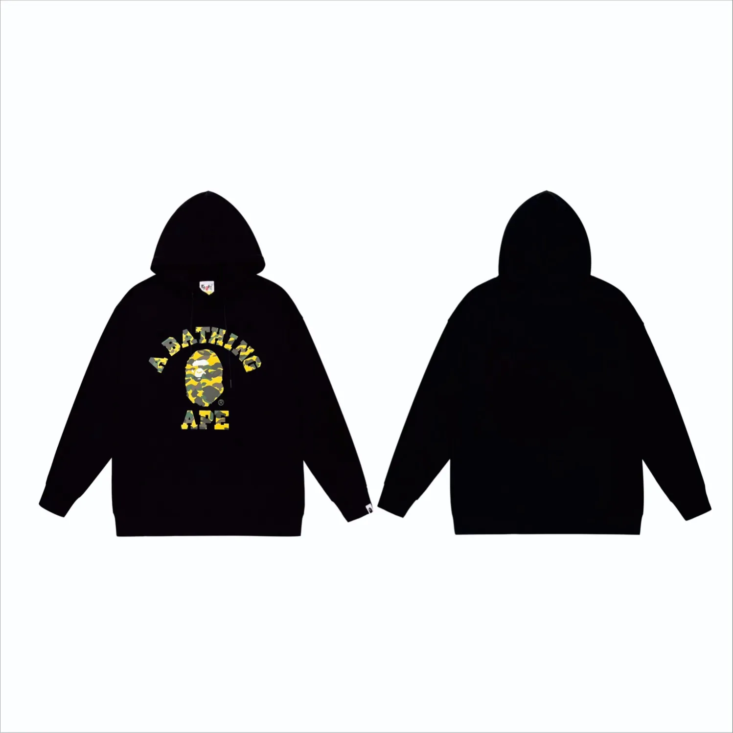 P160 model number SC849# terry 80 plus velvet 90 (top version) BAPE camouflage ape head letter print pattern hooded sweatshirt. Made of 380g large terry (drop shoulder large version) fabric, soft texture and no pilling. Imported environmentally friendly printing glue. Bright and three-dimensional pattern. Quality 💥Same style for men and women. The upper body is trendy. Color: black camouflage, white camouflage, gray camouflage, black and red, white and red, gray and red, black and blue, white and blue. Gray blue Black purple White purple Gray purple Black and yellow White and yellow Gray and yellow Size: S M L XL XXL