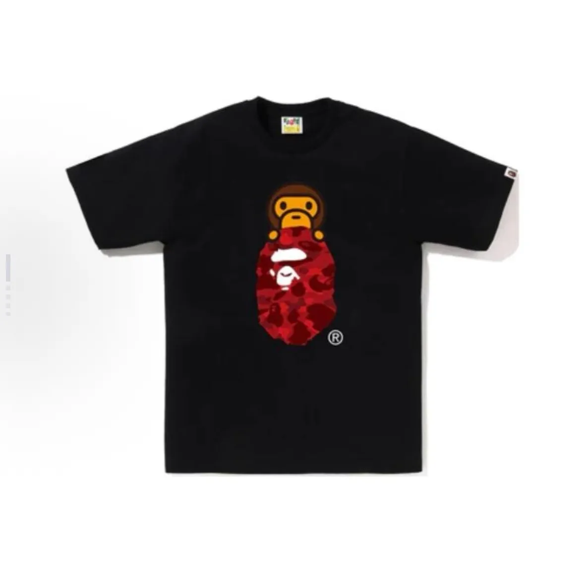 P110 00108 BAPE ape head digital direct printing short-sleeved T-shirt, complete with three labels, same style for men and women, loose and large size, size s: MLXLXXL, color: black gold, black red, white purple, white blue