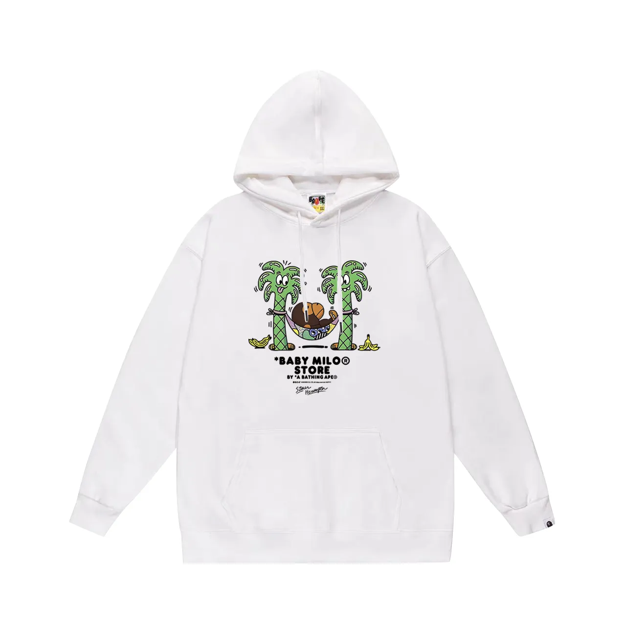 P160 model number SC790# terry 80 plus velvet 90 (top version) BAPE lazy monkey cartoon animation pattern printed hooded sweatshirt. Made of 380 grams of large terry (drop shoulder large version) fabric. The texture is soft and non-pilling. Imported environmentally friendly printing glue. The pattern is bright and three-dimensional. Quality💥Same style for men and women. The upper body is trendy. Color: black white gray Size: S M L XL XXL