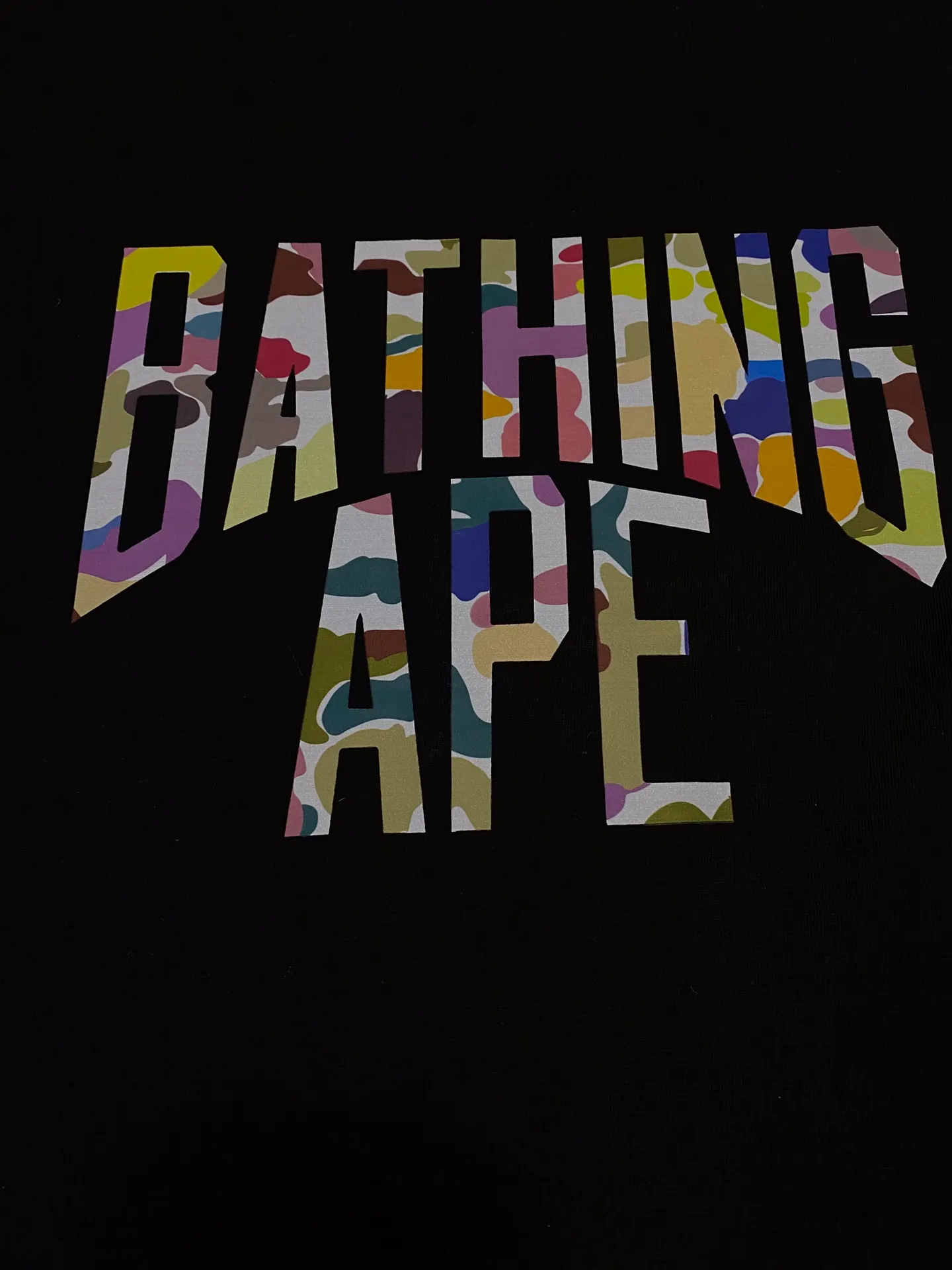 SC091#p110💰 (top version) BAPE multi-color camouflage printed pattern letter short-sleeved T-shirt Made of 260 grams of high-quality high-weave pure cotton fabric, double yarn combed, soft texture and no pilling Imported environmentally friendly printing glue, bright and three-dimensional pattern, quality 💥Same style for men and women, the upper body is fashionable Color: black white Size: S M L XL XXL
