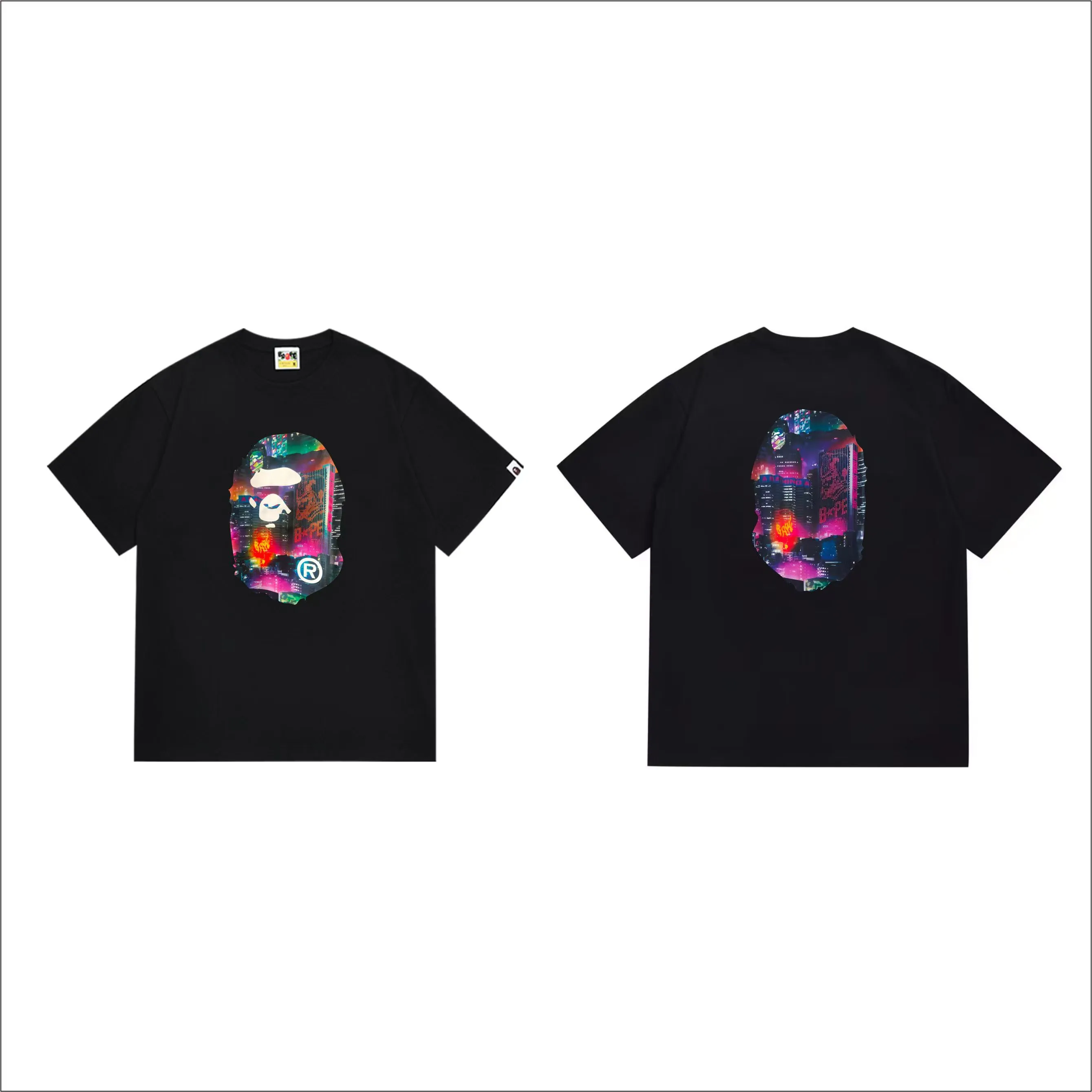 SC1018#p110💰 (top version) BAPE uses 260 grams of high-quality high-weave pure cotton fabric, double yarn combed, soft and non-pilling texture, imported environmentally friendly printing glue, bright and three-dimensional pattern, quality 💥Same style for men and women, the upper body is fashionable Color: black white Size: S M L XL XXL