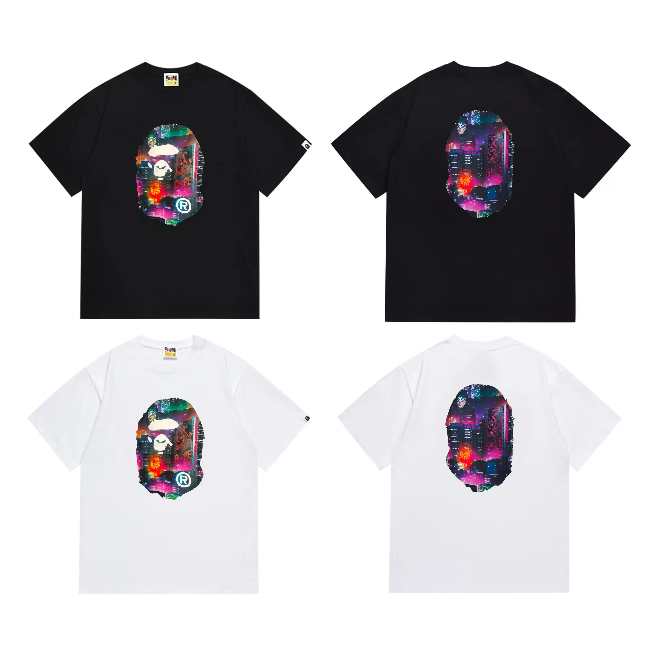 SC1018#p110💰 (top version) BAPE uses 260 grams of high-quality high-weave pure cotton fabric, double yarn combed, soft and non-pilling texture, imported environmentally friendly printing glue, bright and three-dimensional pattern, quality 💥Same style for men and women, the upper body is fashionable Color: black white Size: S M L XL XXL