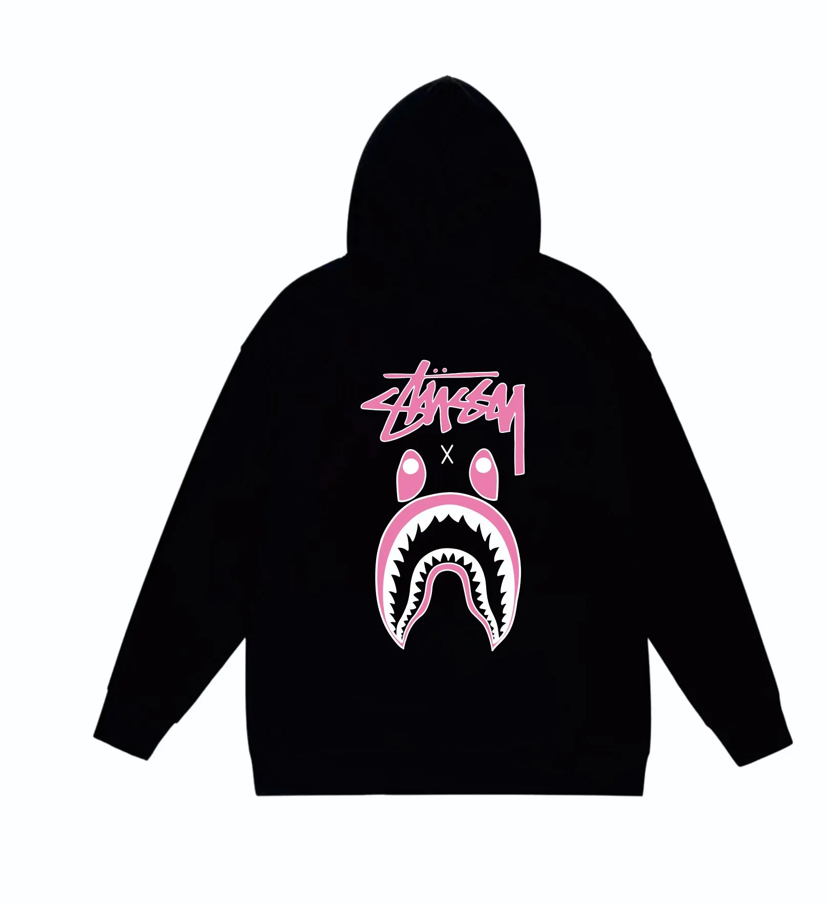 P160 model number SC804# terry 80 plus velvet 90 (top version) BAPE×STUSSY co-branded Stussy letter printed hooded sweatshirt Made of 380g large terry (drop shoulder large version) fabric, soft texture and no pilling Imported environmentally friendly printing glue The pattern is bright and three-dimensional Quality 💥Same style for men and women The upper body is trendy Color: black white gray Size: S M L XL XXL