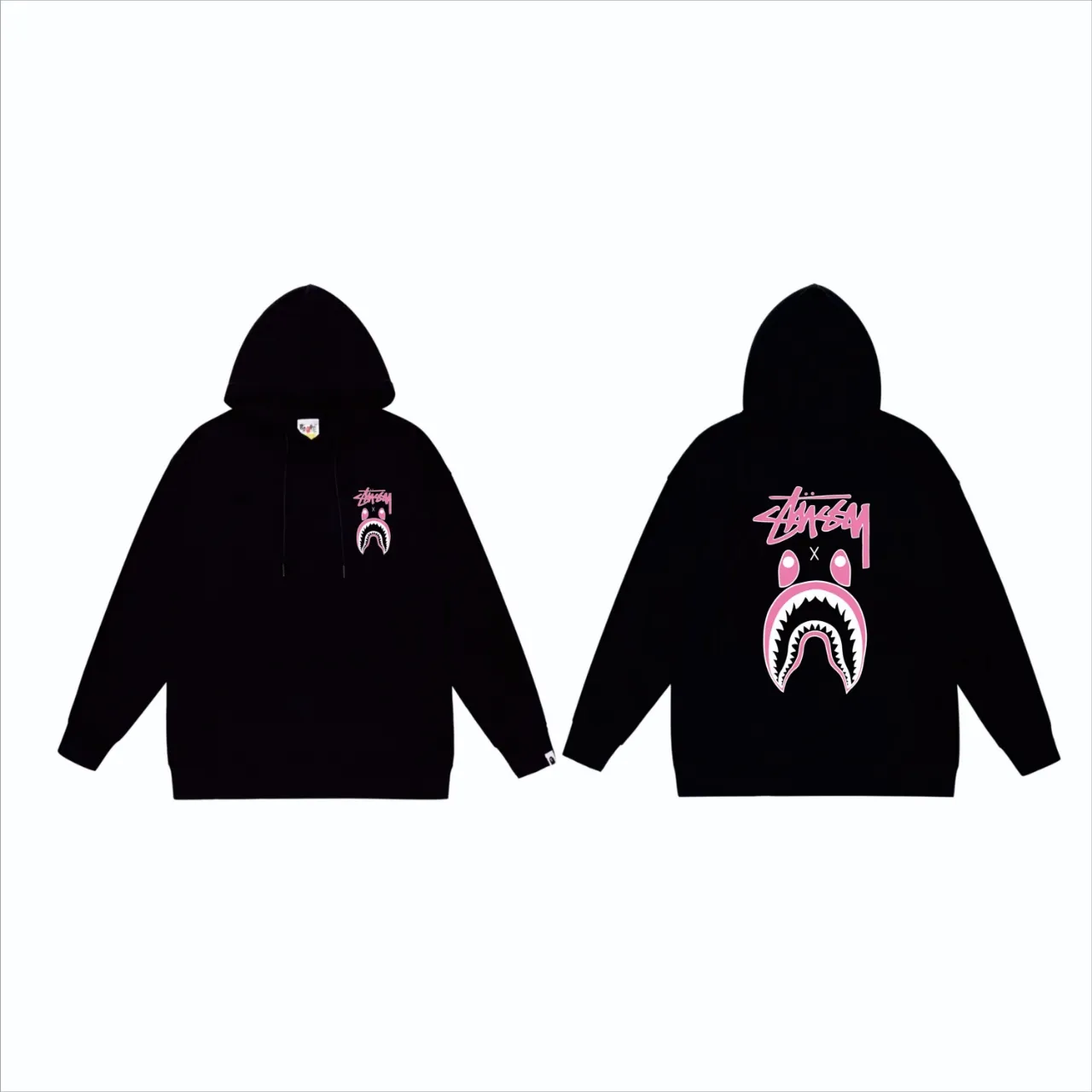 P160 model number SC804# terry 80 plus velvet 90 (top version) BAPE×STUSSY co-branded Stussy letter printed hooded sweatshirt Made of 380g large terry (drop shoulder large version) fabric, soft texture and no pilling Imported environmentally friendly printing glue The pattern is bright and three-dimensional Quality 💥Same style for men and women The upper body is trendy Color: black white gray Size: S M L XL XXL