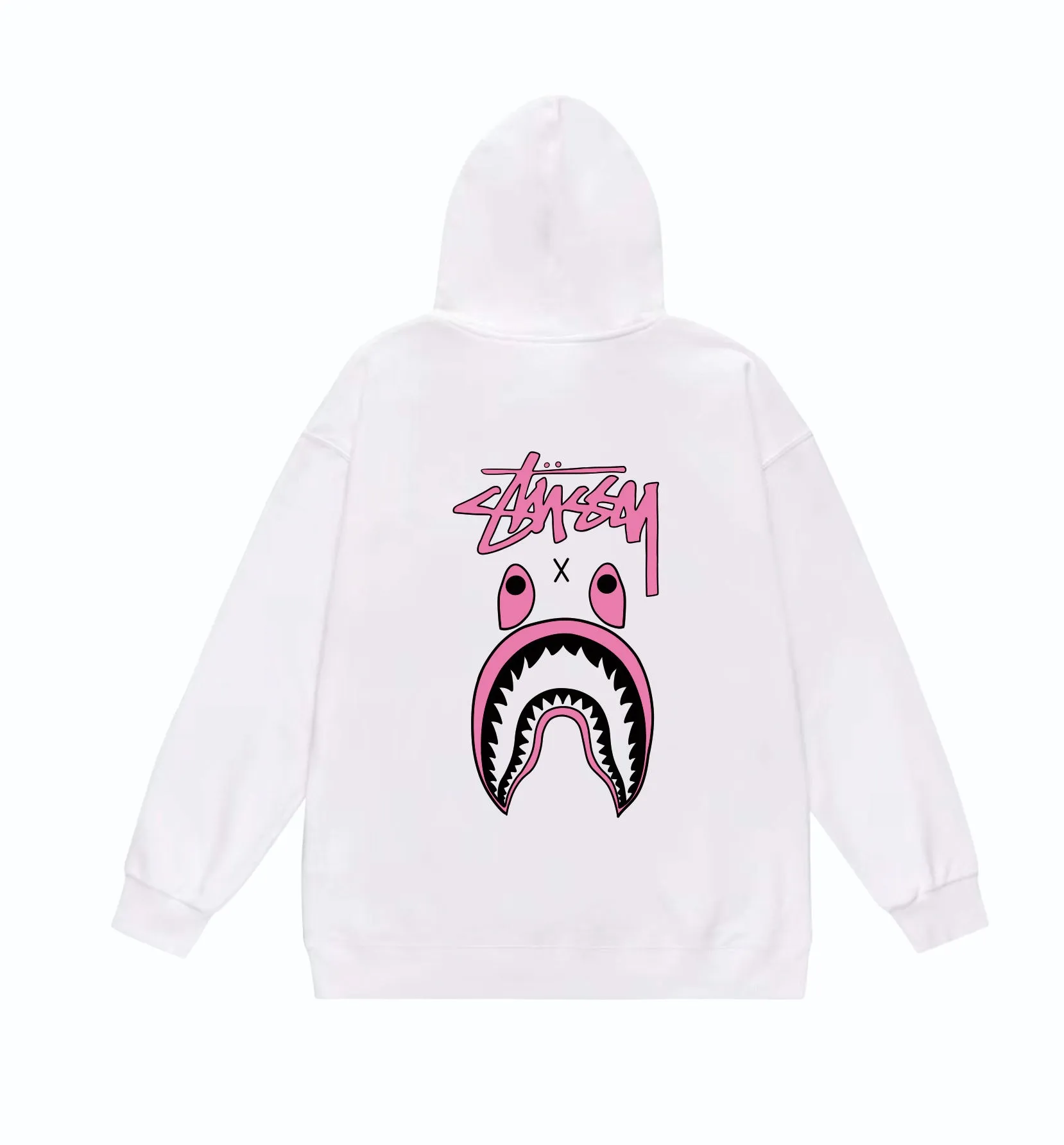 P160 model number SC804# terry 80 plus velvet 90 (top version) BAPE×STUSSY co-branded Stussy letter printed hooded sweatshirt Made of 380g large terry (drop shoulder large version) fabric, soft texture and no pilling Imported environmentally friendly printing glue The pattern is bright and three-dimensional Quality 💥Same style for men and women The upper body is trendy Color: black white gray Size: S M L XL XXL