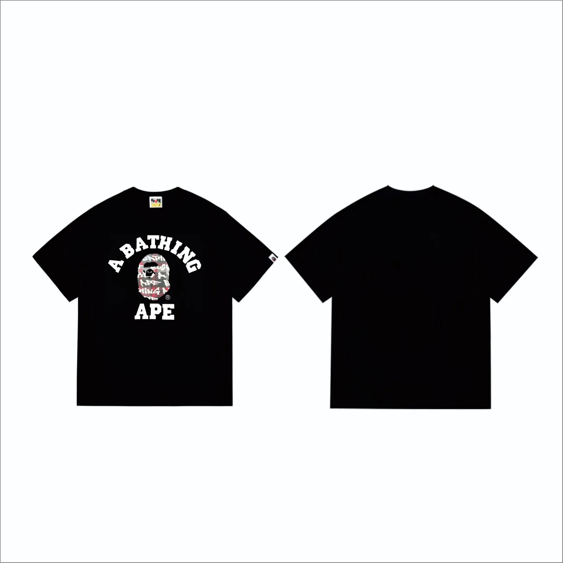 SC259#p110💰 (top version) BAPE ape head letter print graffiti plaid pattern short-sleeved T-shirt Made of 260 grams of high-quality high-weave pure cotton fabric, double yarn combed, soft texture and no pilling Imported environmentally friendly printing glue, bright and three-dimensional pattern, quality 💥Same style for men and women, the upper body is fashionable Color: black and blue, white and blue, black and red, white and red Size: S M L XL XXL