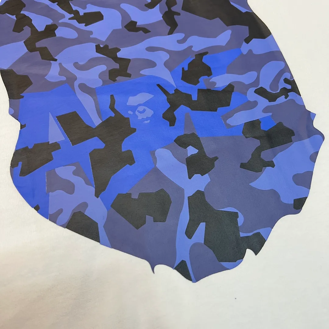 💰140 BAPE letter desert camouflage ape head double-sided printed short-sleeved T-shirt 270g weight linen cotton fabric Couple style: S-XXL [Black apricot, white apricot, black blue, white blue]