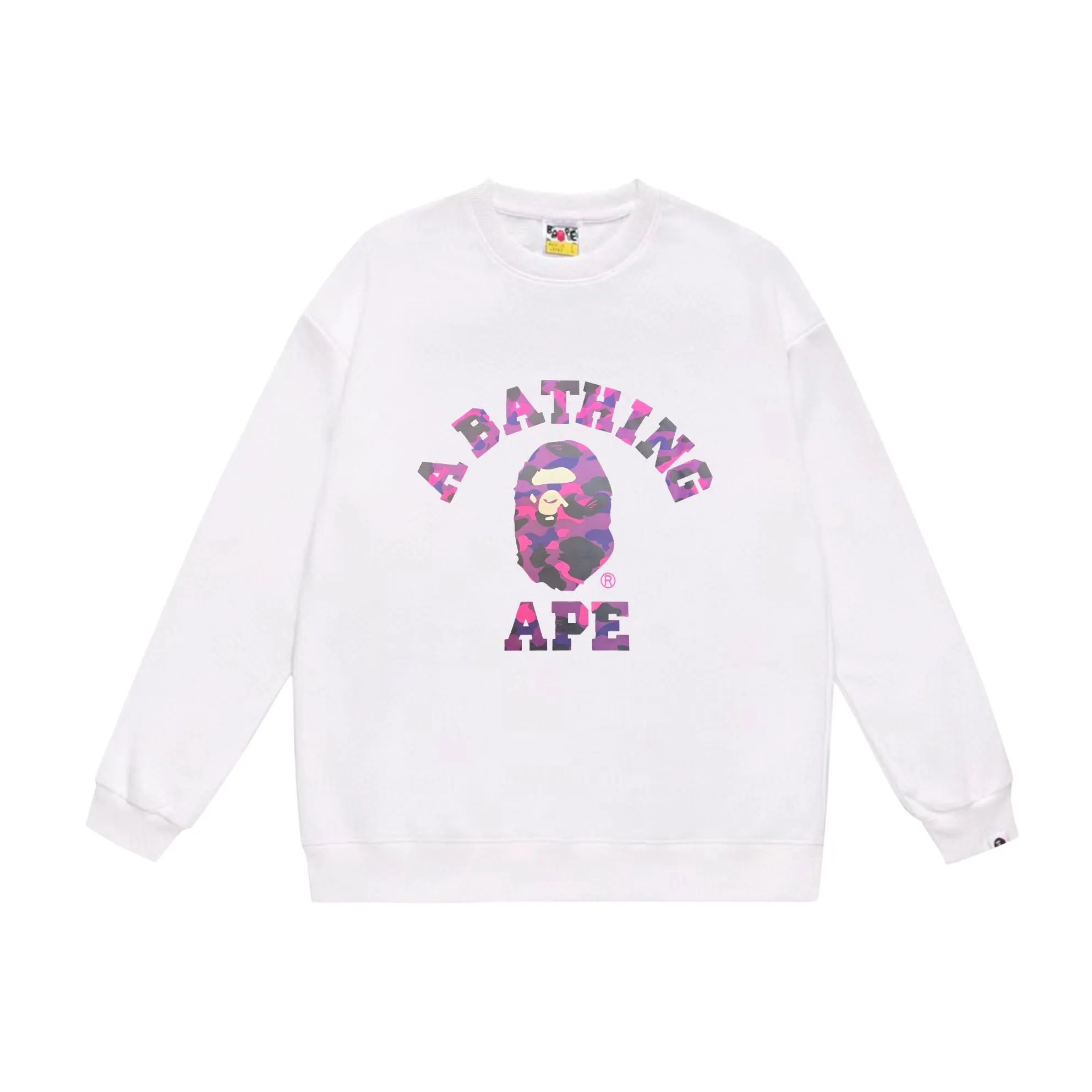 P170 model number SC549# terry 80 plus velvet 85 (top version) BAPE camouflage ape head letter print pattern round neck sweatshirt Made of 350g large terry (drop shoulder large version) fabric, soft texture and no pilling Imported environmentally friendly printing glue, bright and three-dimensional pattern, quality 💥Same style for men and women, the upper body is fashionable Color: black camouflage white camouflage gray camouflage black and red white red gray red black blue white blue Gray blue Black purple White purple Gray purple Black and yellow White and yellow Gray and yellow Size: S M L XL XXL