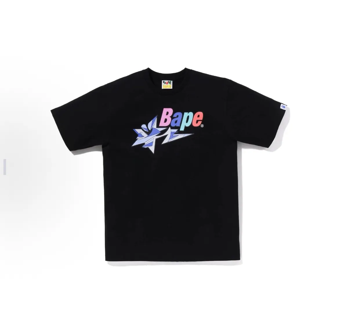 P110 001026 BAPE x LDG joint model FW22 letter logo printed round neck short-sleeved T-shirt, same style for men and women, size smlxlxxl, black and white