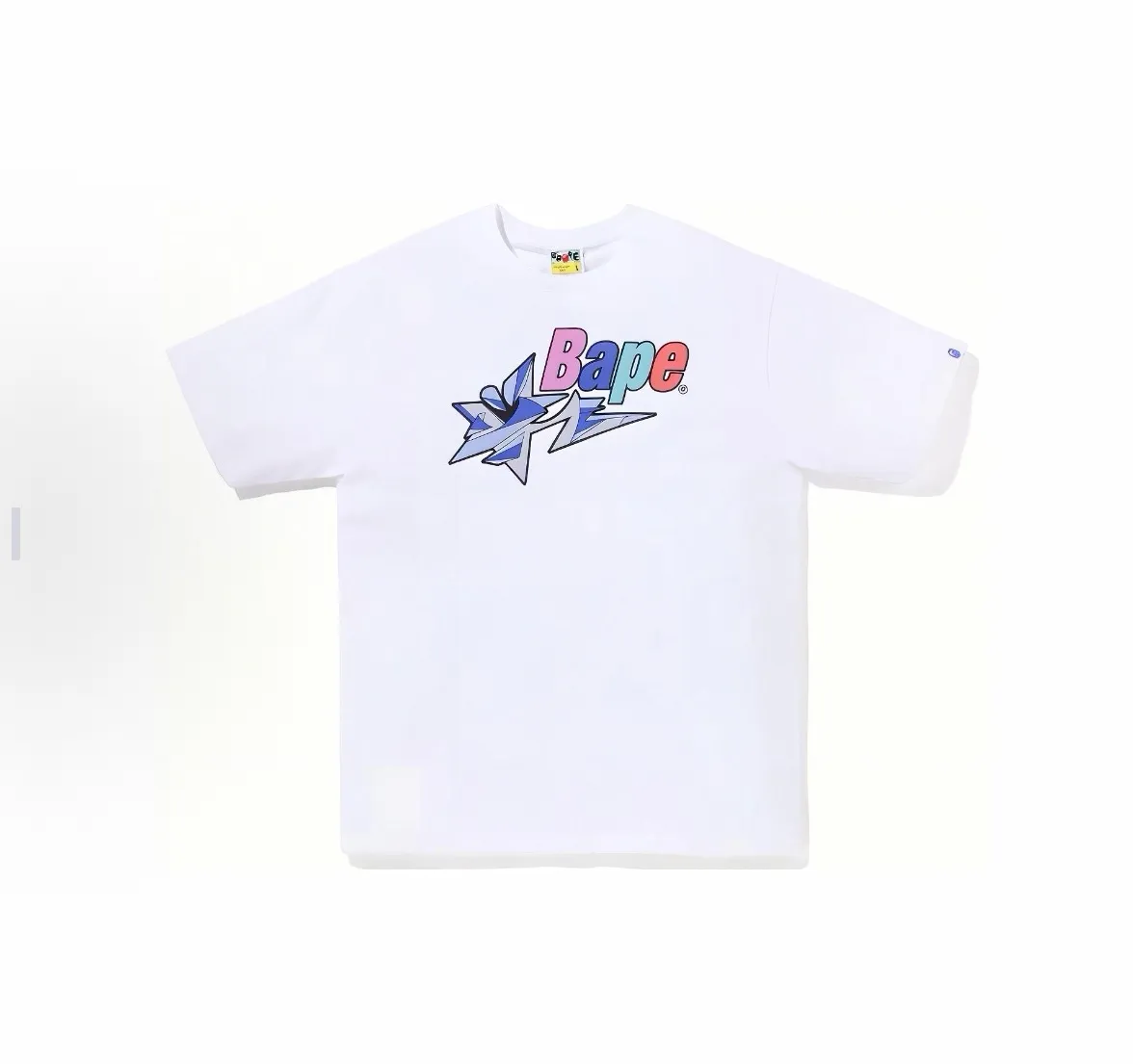 P110 001026 BAPE x LDG joint model FW22 letter logo printed round neck short-sleeved T-shirt, same style for men and women, size smlxlxxl, black and white