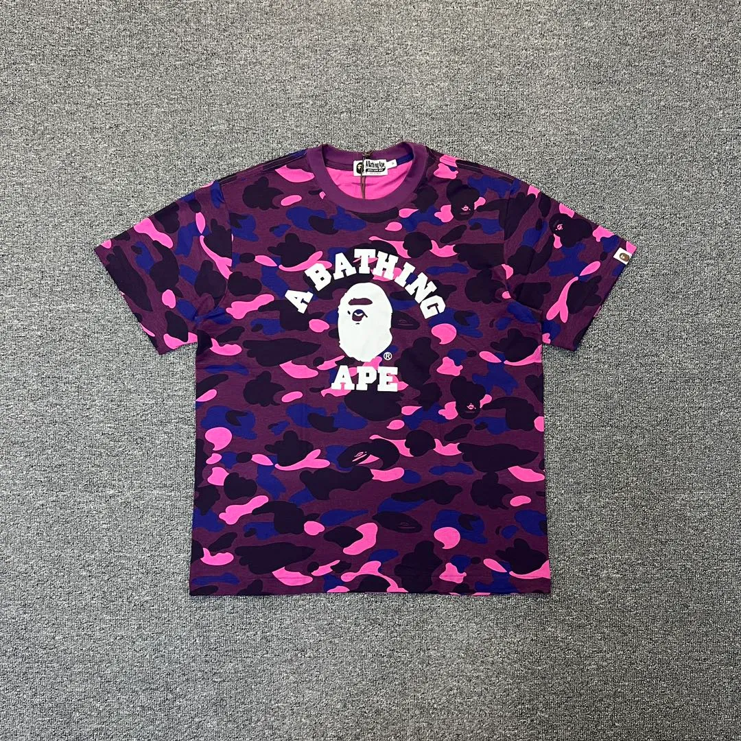 💰140 BAPE ape head camouflage classic reproduction ZP version 255g weight pure cotton all-over printed camouflage Couple model: S-XXL [green yellow red purple blue]