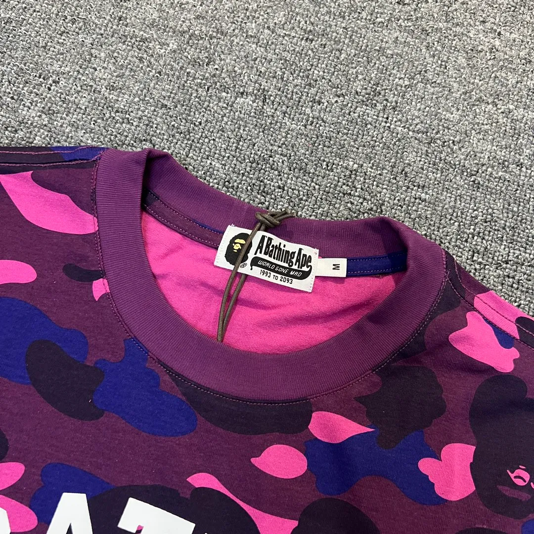 💰140 BAPE ape head camouflage classic reproduction ZP version 255g weight pure cotton all-over printed camouflage Couple model: S-XXL [green yellow red purple blue]