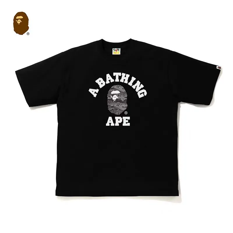 P110 001114 BAPE ape letter print desert camouflage pattern short-sleeved T-shirt, same style for men and women, size smlxlxxl, black and gray camouflage, white and gray camouflage, black and yellow camouflage, white and yellow camouflage