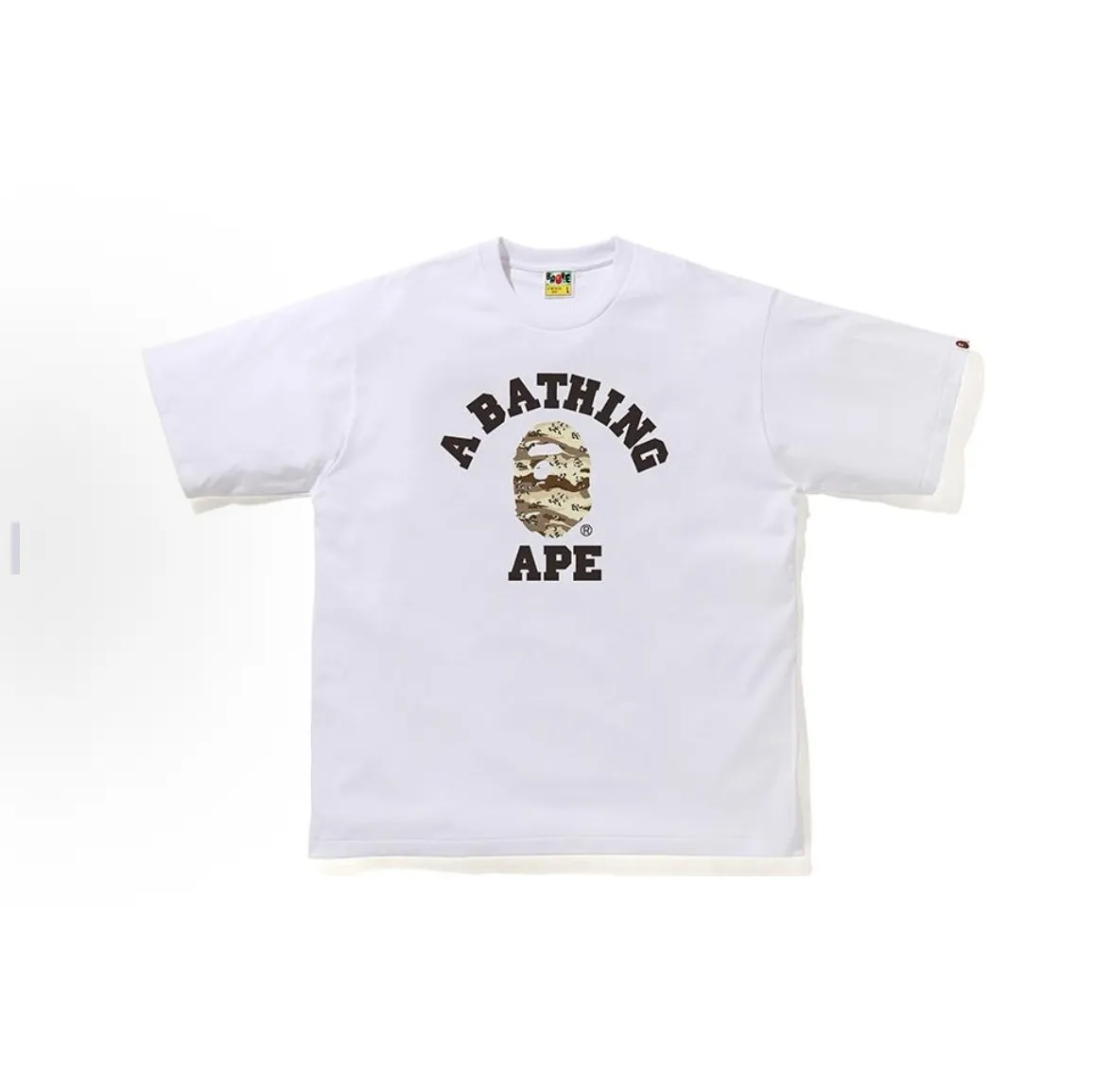 P110 001114 BAPE ape letter print desert camouflage pattern short-sleeved T-shirt, same style for men and women, size smlxlxxl, black and gray camouflage, white and gray camouflage, black and yellow camouflage, white and yellow camouflage