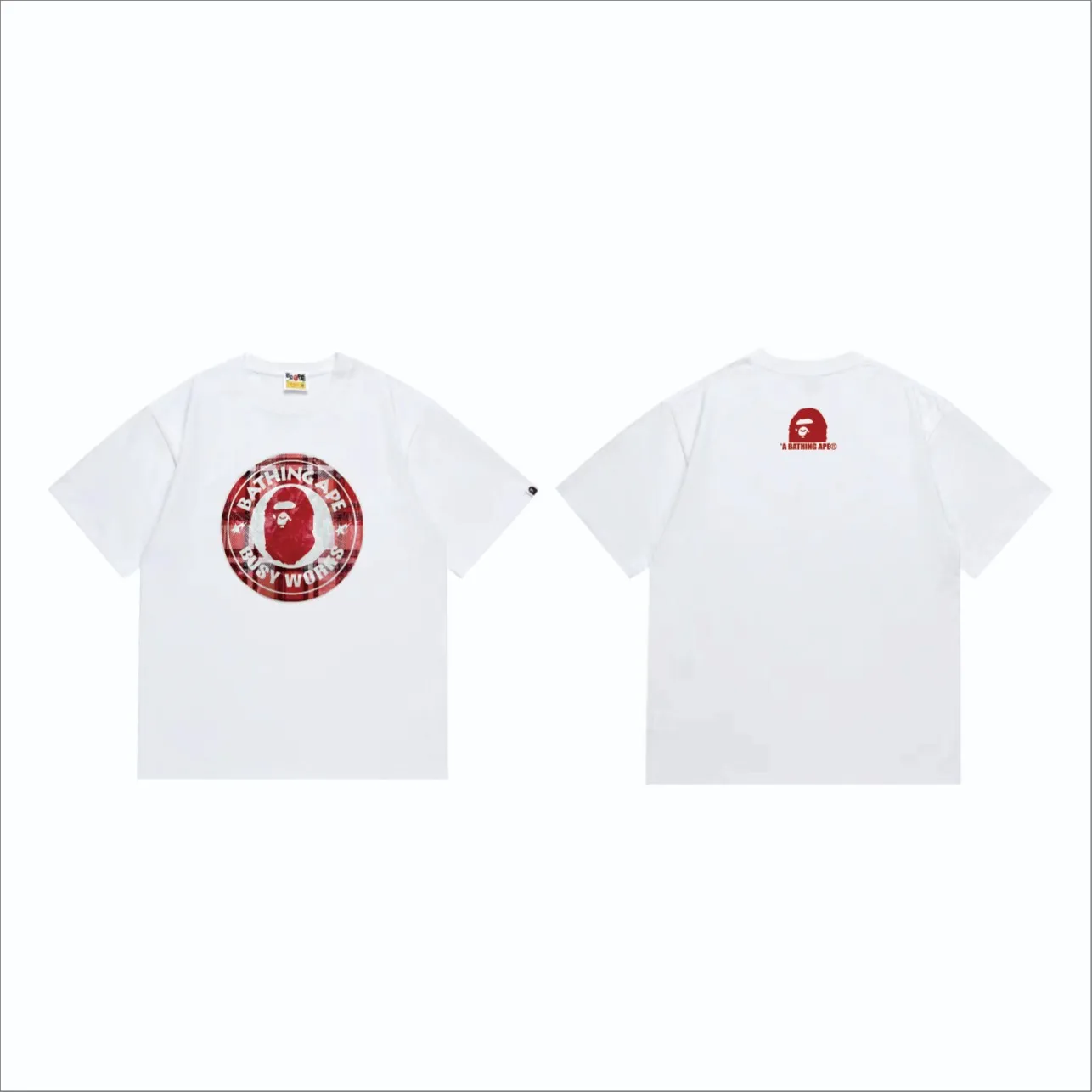 SC247#p110💰 (top version) BAPE STA Medallion Plaid Ape Head Print Short Sleeve T-shirt Made of 260 grams of high-quality high-weave pure cotton fabric, double yarn combed, soft texture and no pilling Imported environmentally friendly printing glue, bright and three-dimensional pattern, quality 💥Same style for men and women, the upper body is fashionable Color: Black White Size: S M L XL XXL