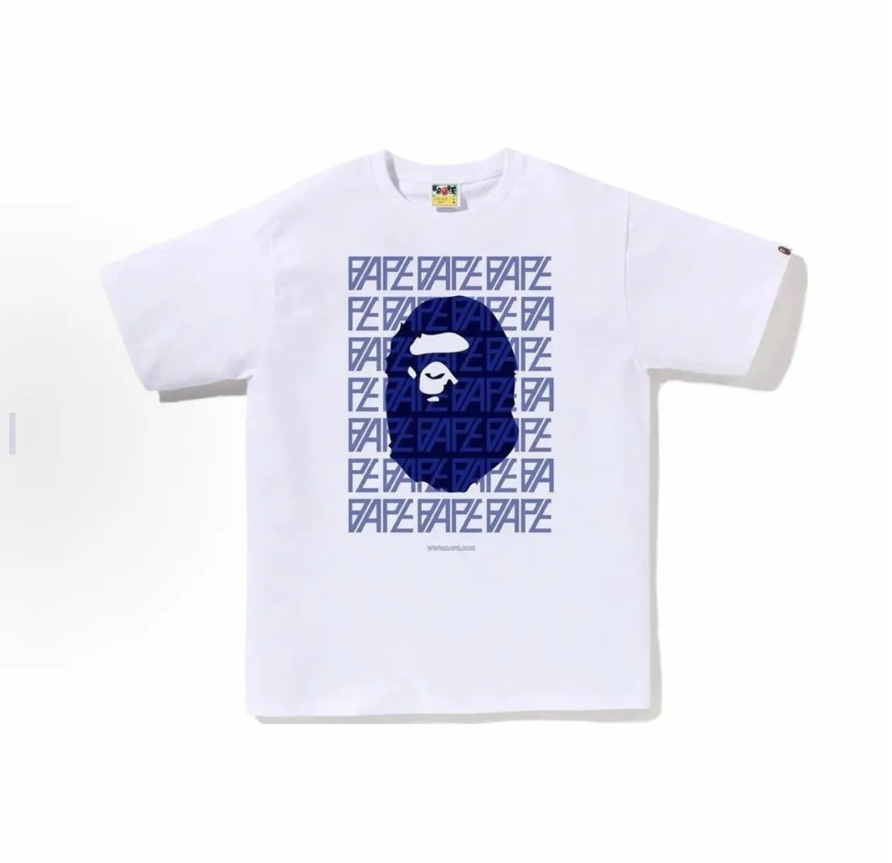 P110 001202 BAPE logo letter printed pullover short-sleeved T-shirt, same style for men and women, size smlxlxxl, black and white