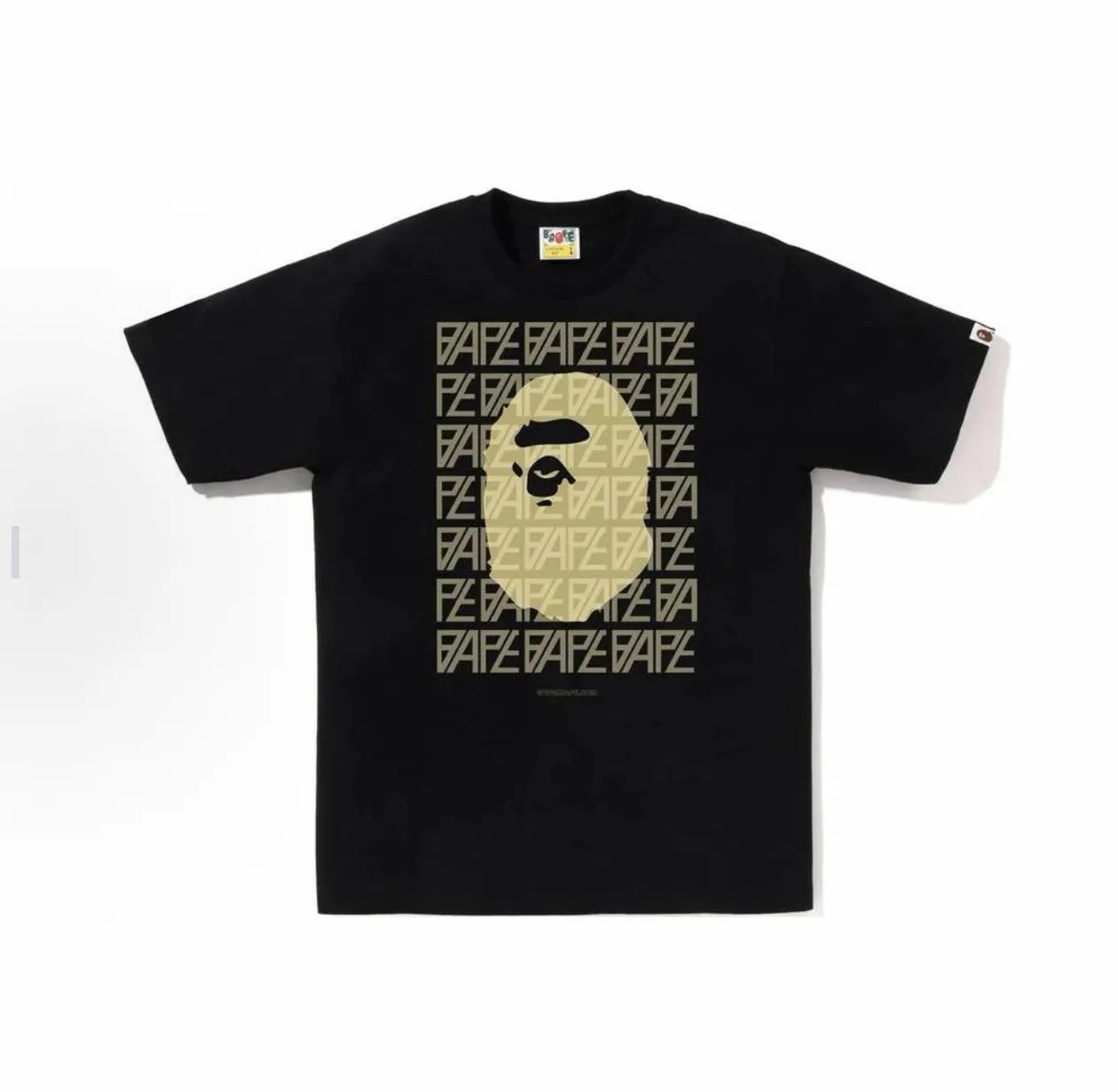 P110 001202 BAPE logo letter printed pullover short-sleeved T-shirt, same style for men and women, size smlxlxxl, black and white