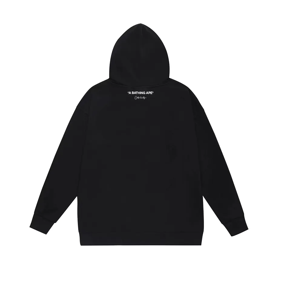 P190 model number SC608# terry 85 plus velvet 95 (top version) BAPE ape head letter printed hooded sweatshirt. Made of 380g large terry (drop shoulder large version) fabric. The texture is soft and non-pilling. Imported environmentally friendly printing glue. The pattern is bright and three-dimensional. Quality 💥Same style for men and women. The upper body is trendy. Color: black white gray Size: S M L XL XXL